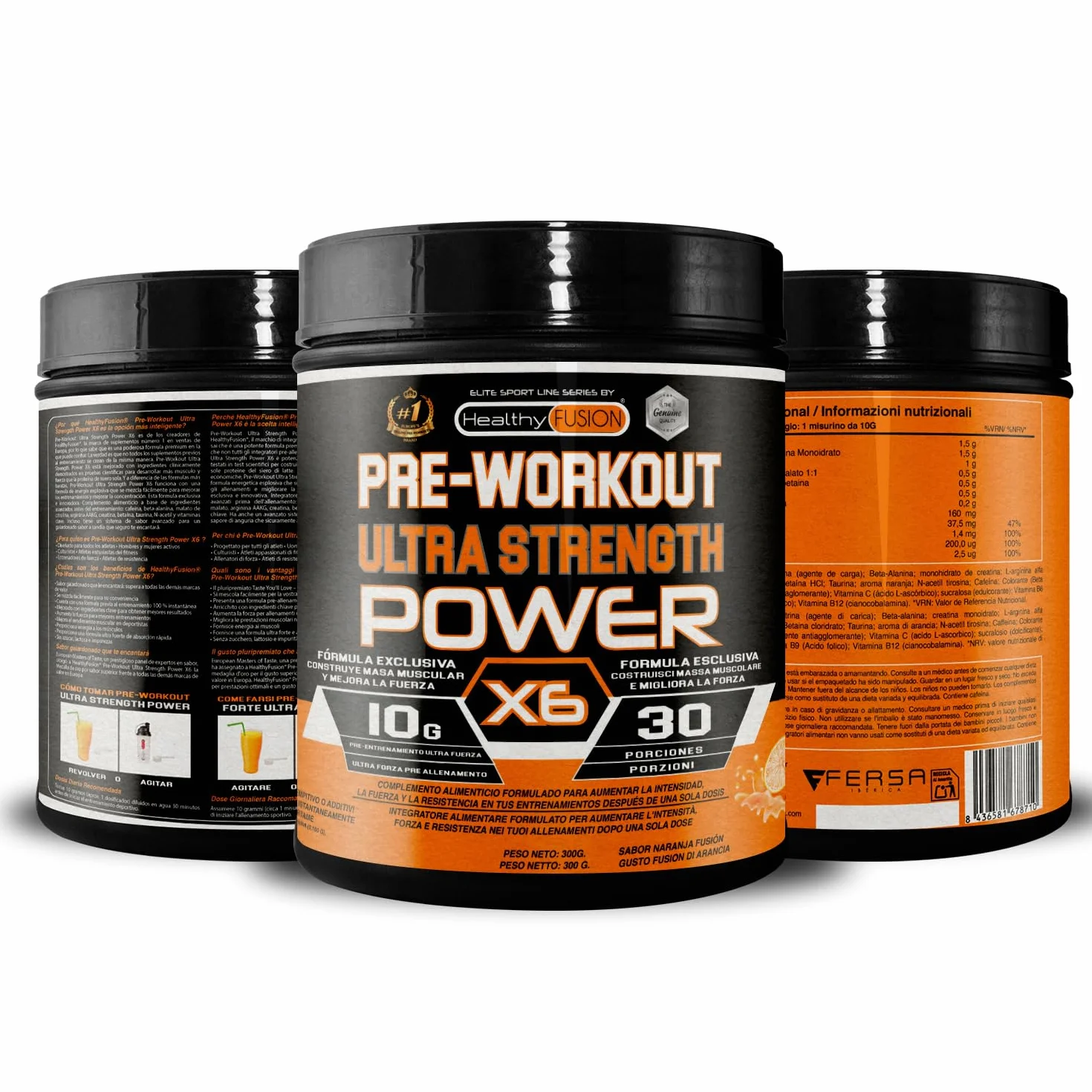 Pre-Workout bevanda energetica | con Creatina | Resistenza, energia e forza inarrestabile | Elimina la fatica e la stanchezza | Beta-Alanina, Taurina, Caffeina e Vitamine | 300g Arancia