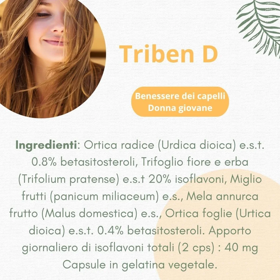 Triben D Integratore Naturale Perdita Capelli Donna Giovane 60 Capsule Vegetali