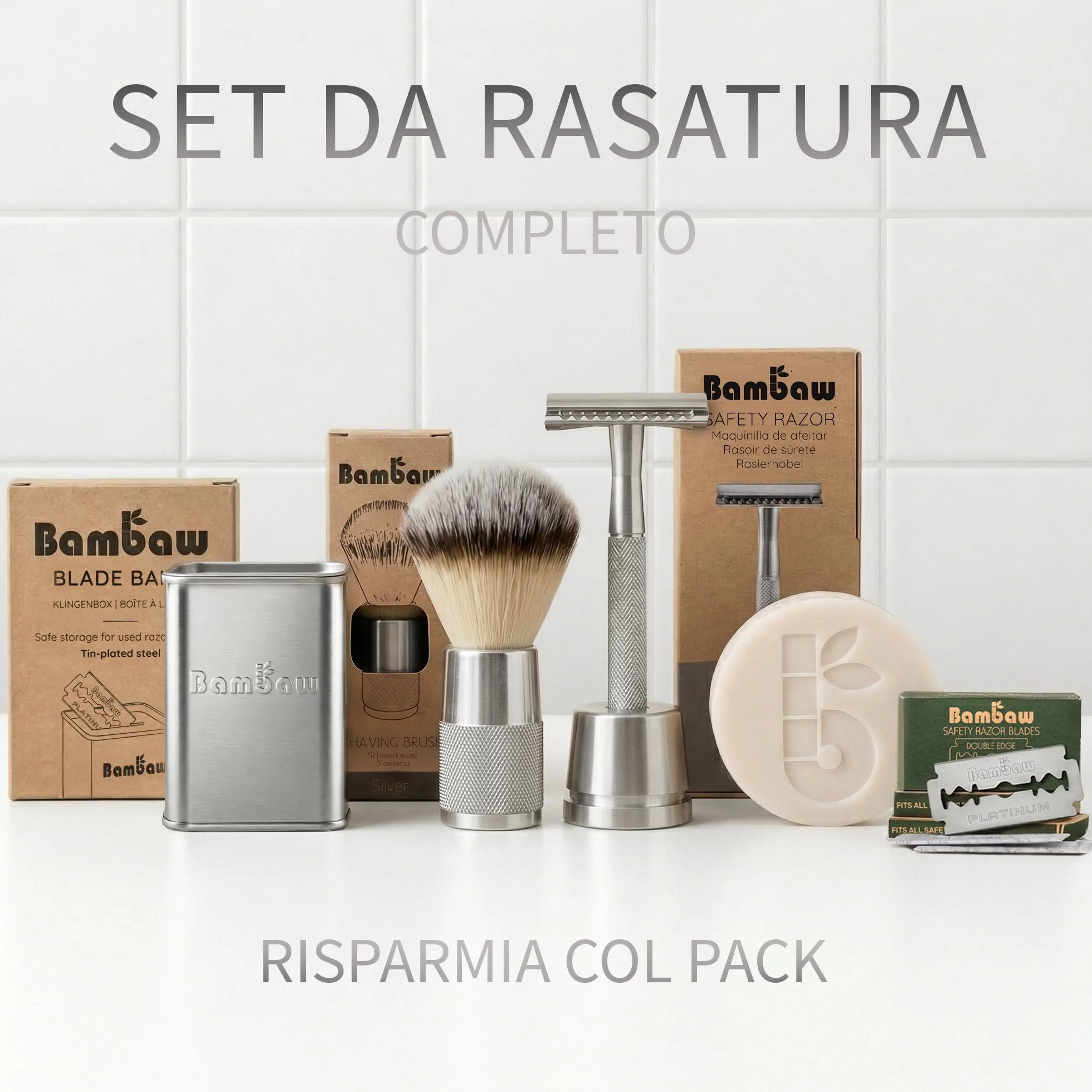 Bambaw - Lamette da Barba per Rasoio di Sicurezza, Lamette a Doppio Filo in Acciaio Inossidabile (60 Blades)