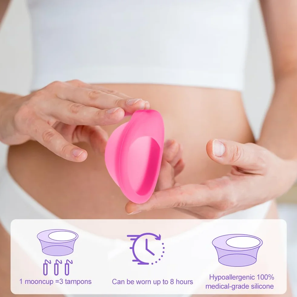 Dischi Periodici Riutilizzabile, 2 Pezzi Disco Mestruale(S+L), Coppa Mestruale in Silicone con Applicatore, Che Può Essere Facilmente Rimosso, per Donne Sport Attivi, Nuoto, a Prova di Perdite