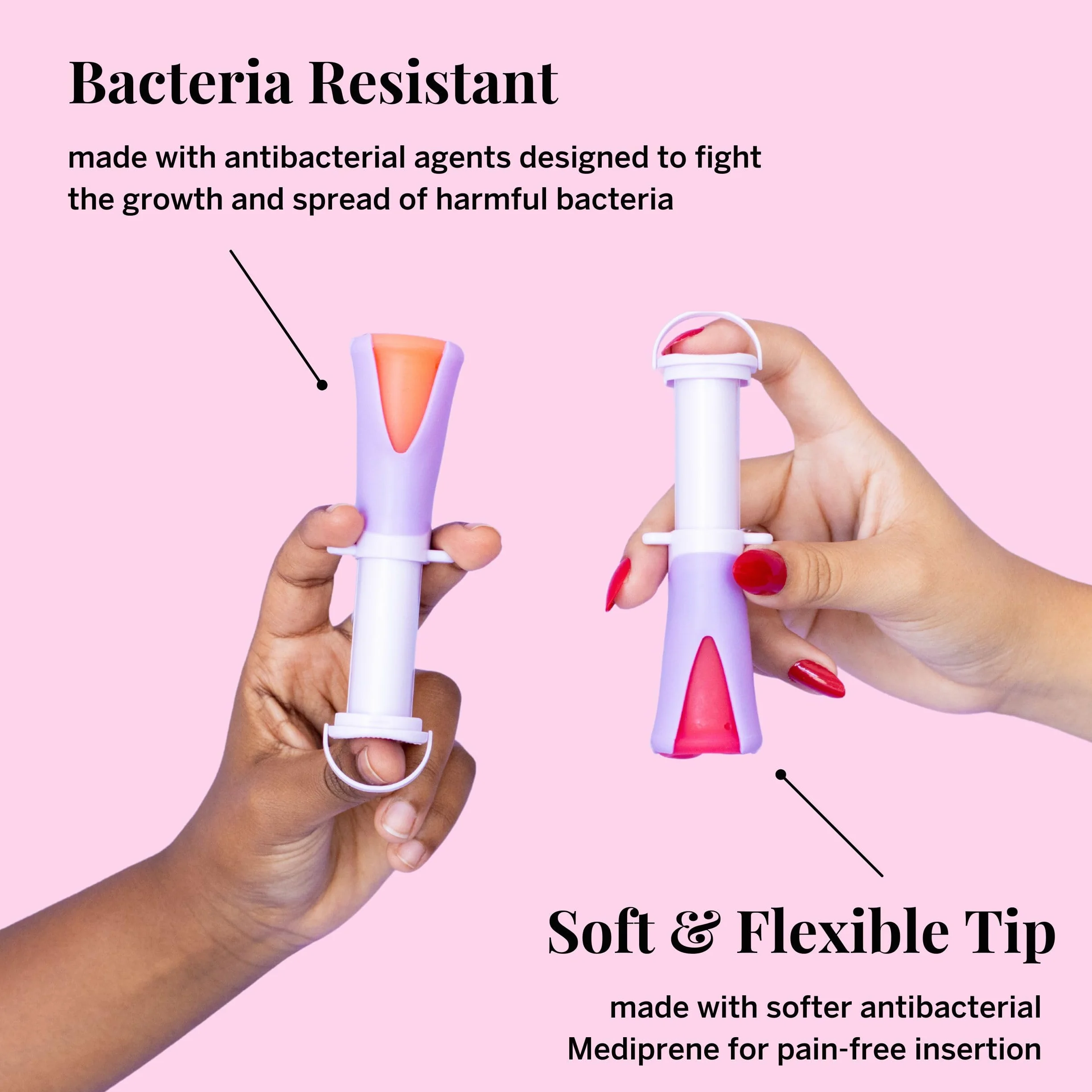 Set di 2 coppette mestruali e applicatore, senza metalli o tossine, 100% silicone di grado medico, coppetta mestruale più morbida e riutilizzabile, si inserisce come un tampone, capacità di 4 e 6
