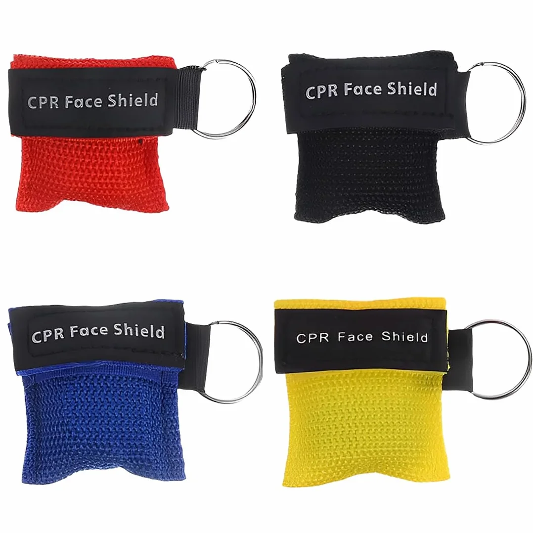 CPR Face Shield Portachiavi Maschera di Respiro Primo Soccorso 4 Pezzi