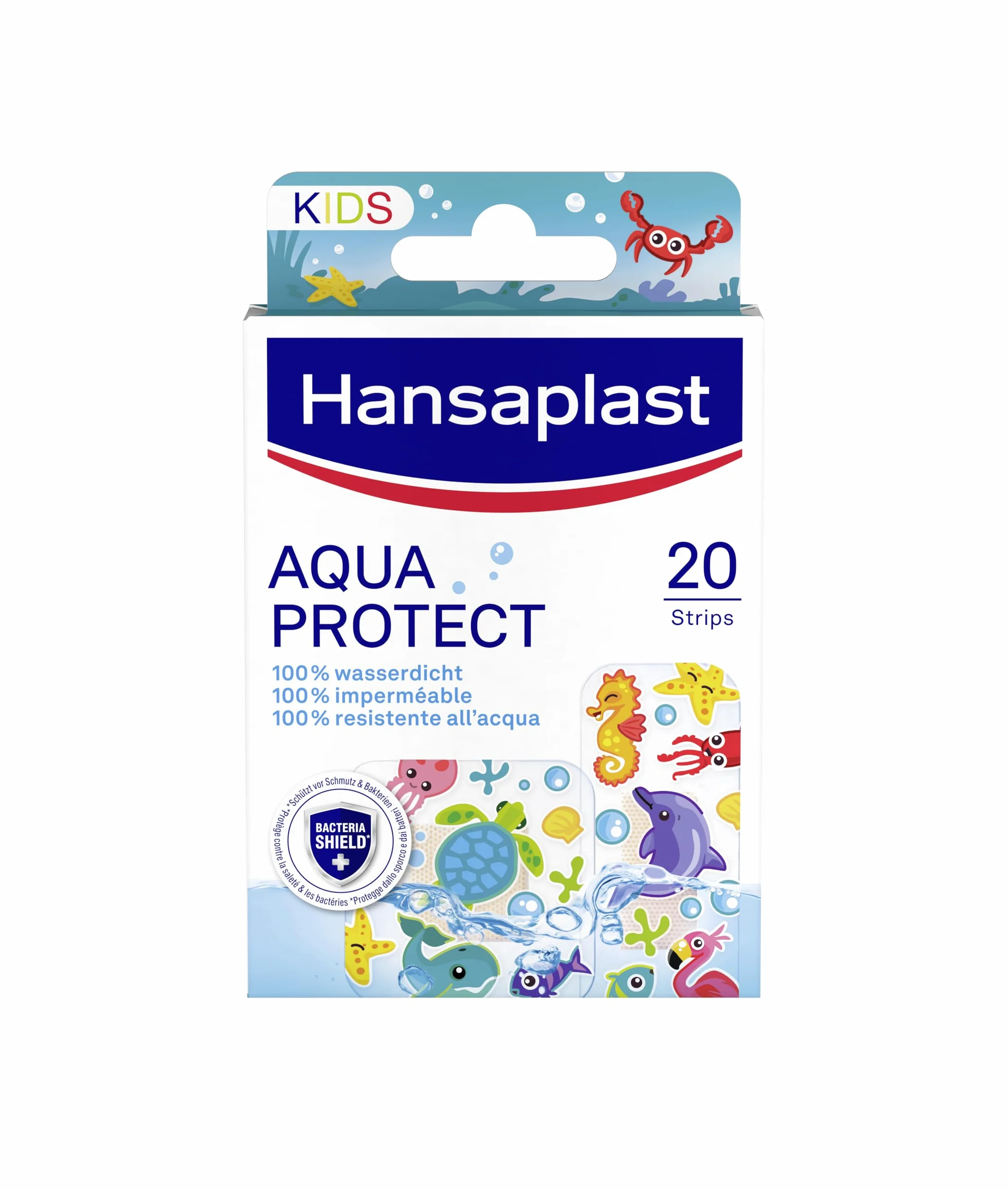 Hansaplast Cerotti Aqua Protect Kids, Impermeabili per bambini, 20 pezzi in 2 formati