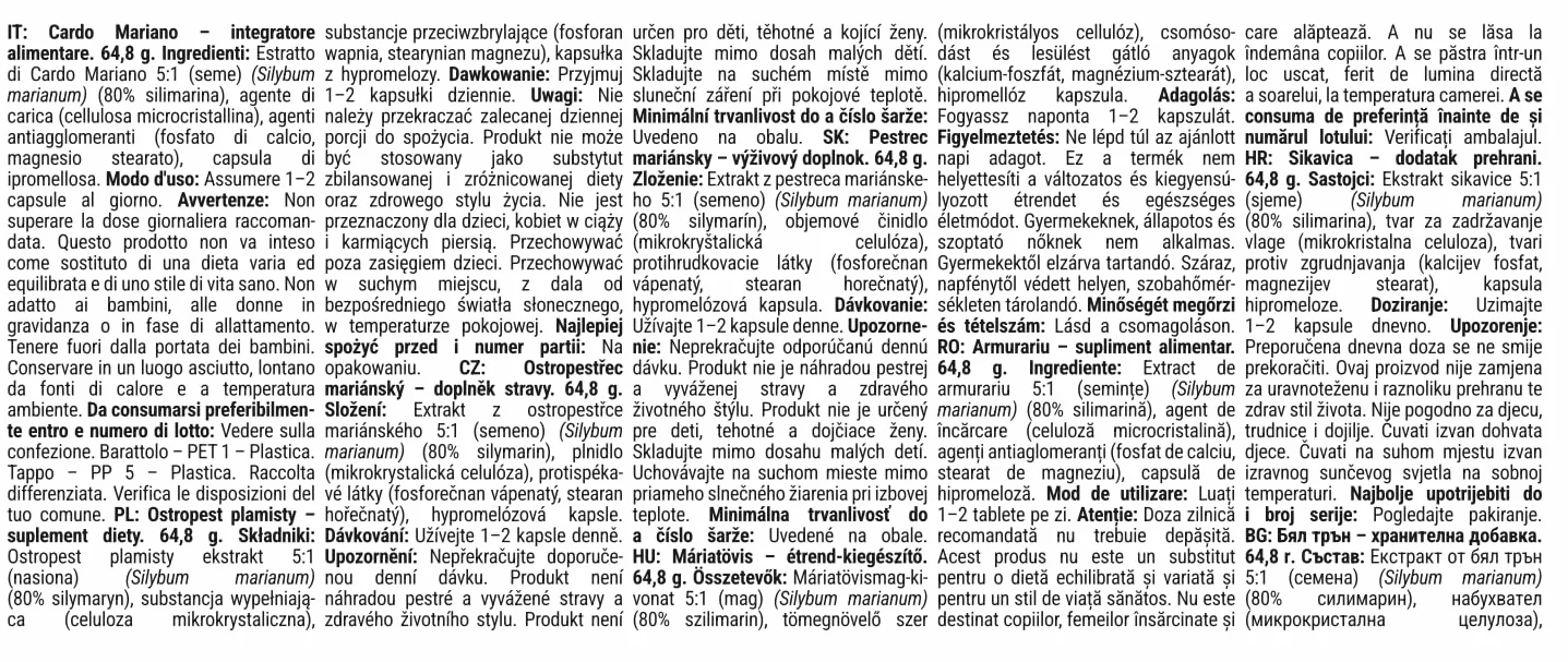 GymBeam Cardo Mariano Estratto Vegetale 80% Silimarina Capsule Senza OGM Protezione Epatica Detossificante 90 caps