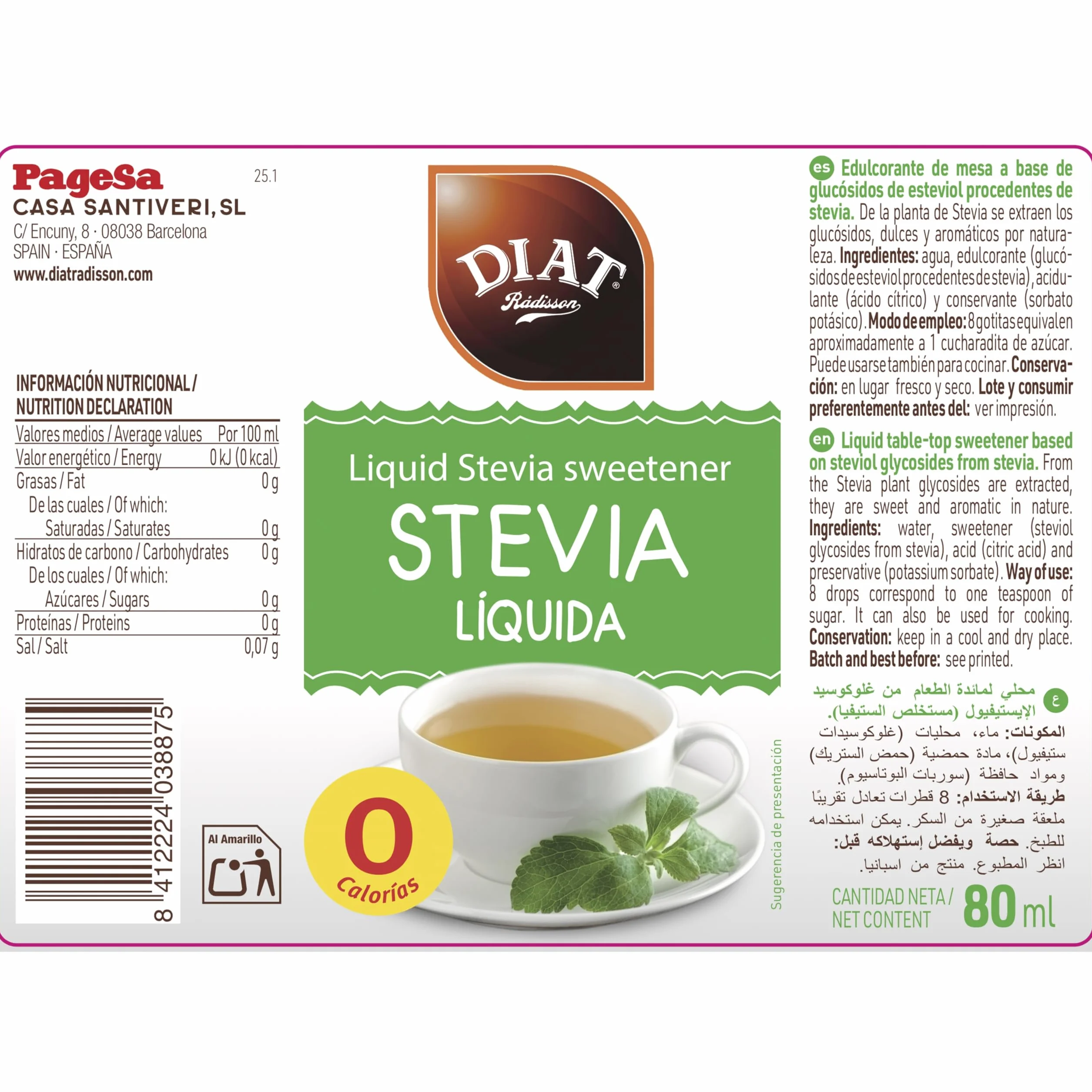 Stevia liquida 80 ml