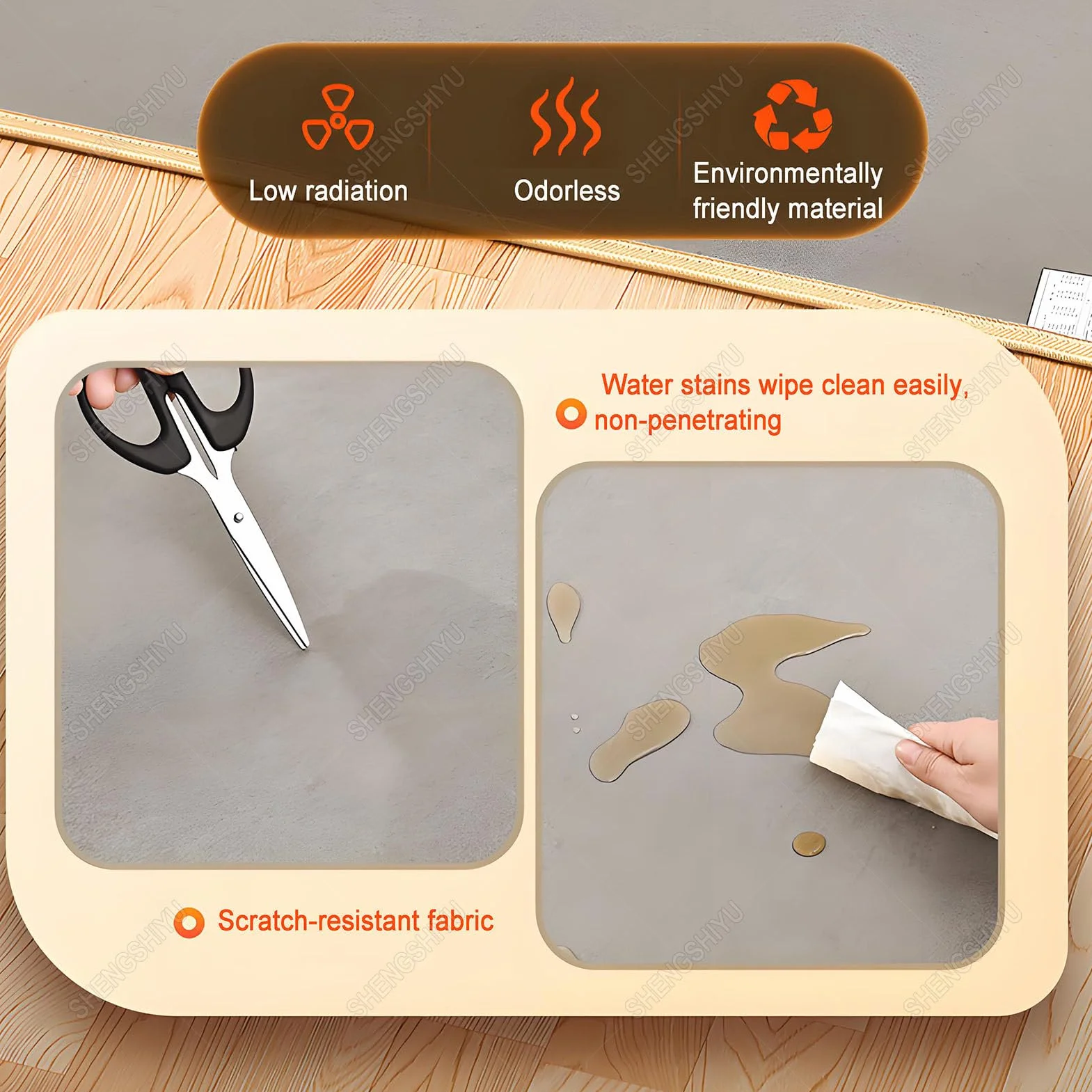Tappeti Riscaldati,Tappeto Riscaldante per Pavimento,Riscaldamento a Temperatura Costante,Temperatura Regolabile,PVC Riscaldamento Elettrico a Pavimento Camper 100×100cm