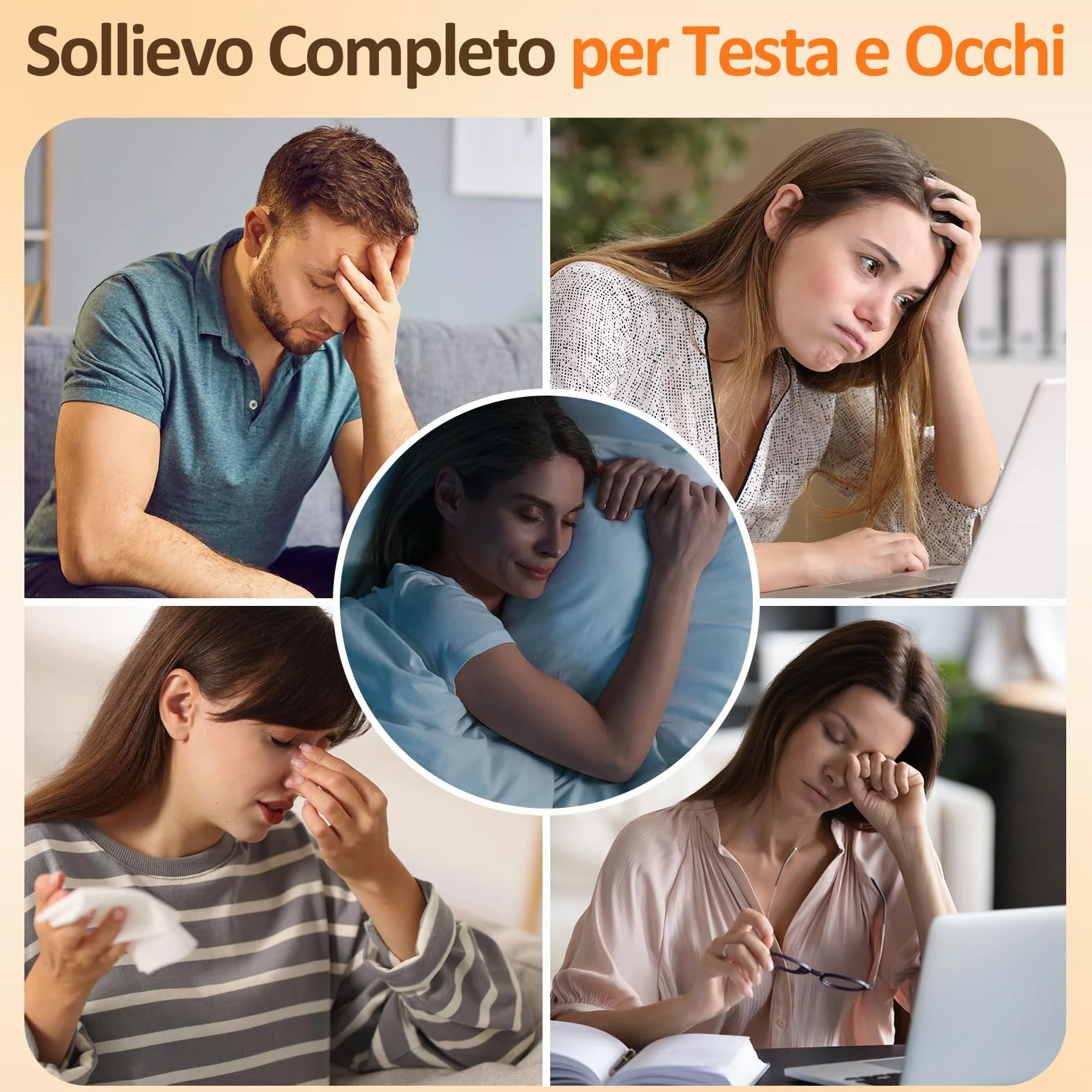 Comfytemp Cappello Riutilizzabile per Emicrania e Fascia Mal di Testa, Alleviare la Pressione Sinusale, Mal di Testa Tensivi e Affaticamento Degli Cchi, Maschera Termica per Gli Occhi
