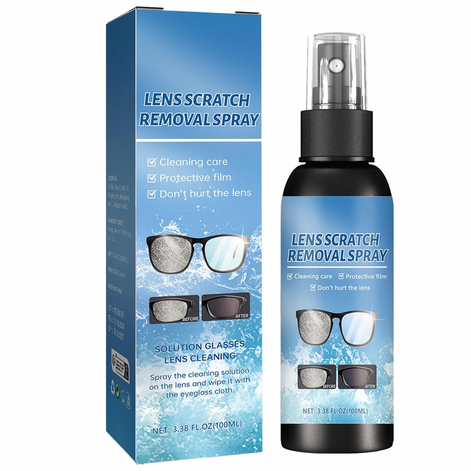 Occhiali Rimozione Graffi, Spray per Riparazione Lenti, 100ml Spray per la Rimozione dei Graffi Delle Lenti, Sprays Per La Pulizia Degli Occhiali, Sprays per la Riparazione Occhiali