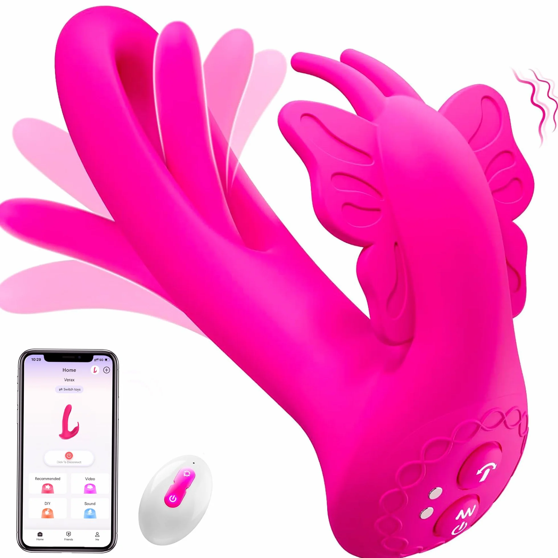 Vibratoreper Donna Professionale Design Cavo, Schiaffeggiare le dita Sex Toys Wireless Vibratori APP & Telecomando, Vibratore Stimolatore per Clitoride Sexytoysys Donna Coppia 9x9 Modalità