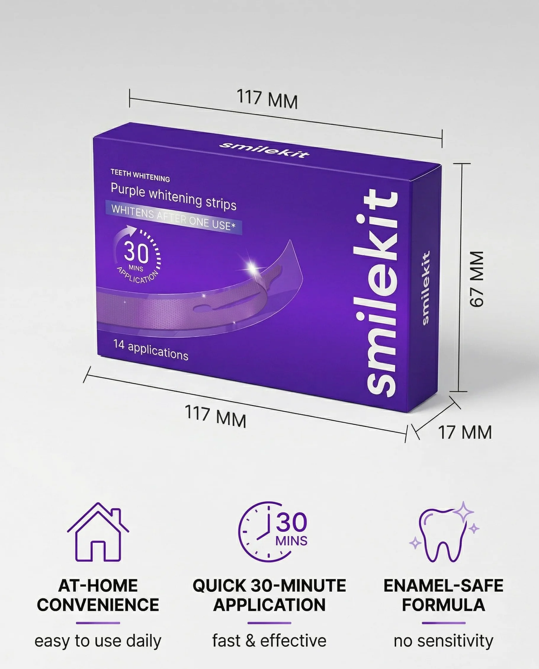 14 strisce sbiancanti per i denti color viola: sbiancamento efficace a casa, eliminano macchie gialle e pigmentazioni, per un sorriso smagliante.