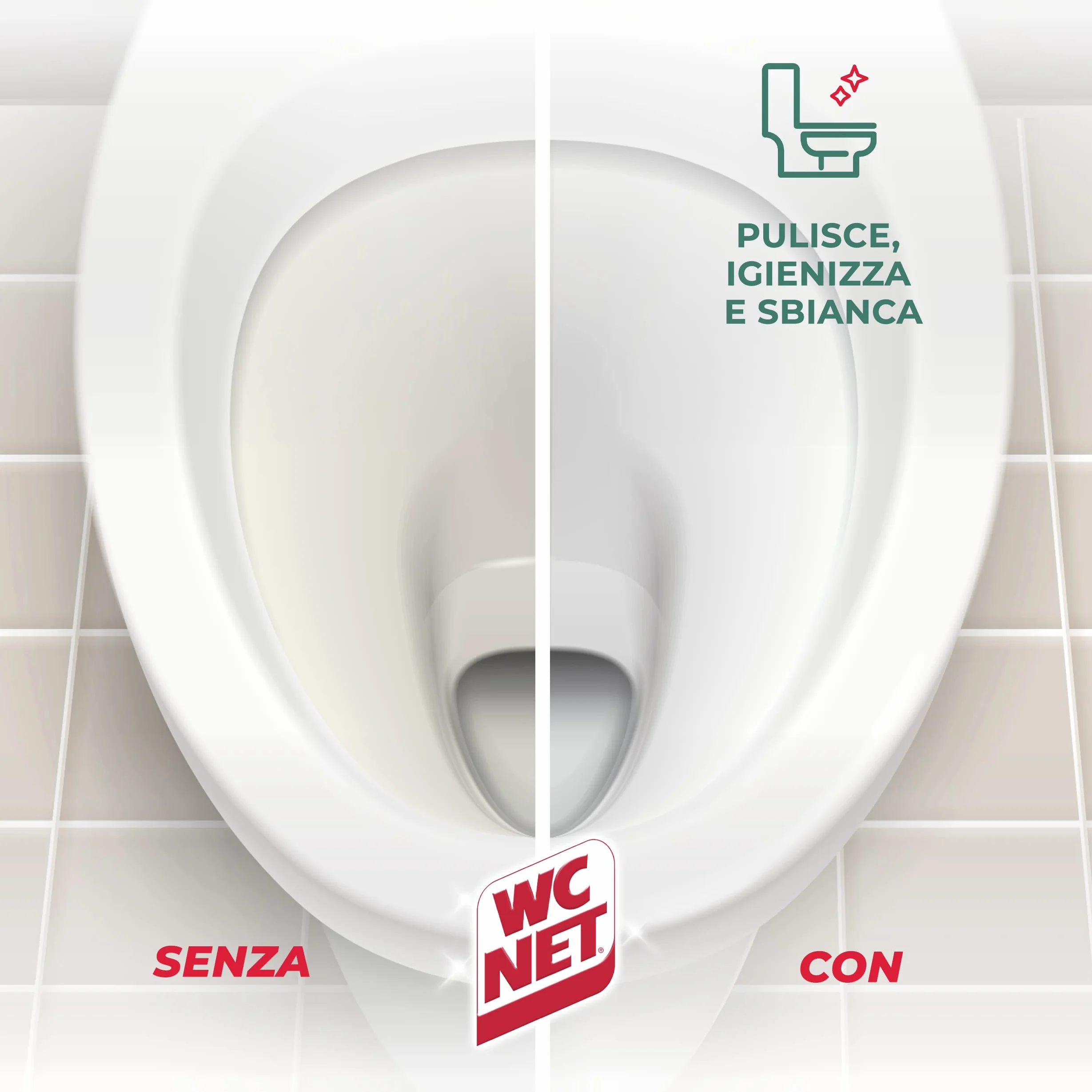 Wc Net Tavoletta Candeggina Profumata Igiene Continua Detergente Igienizzante Solido per WC 2 Pezzi x 12 Confezioni