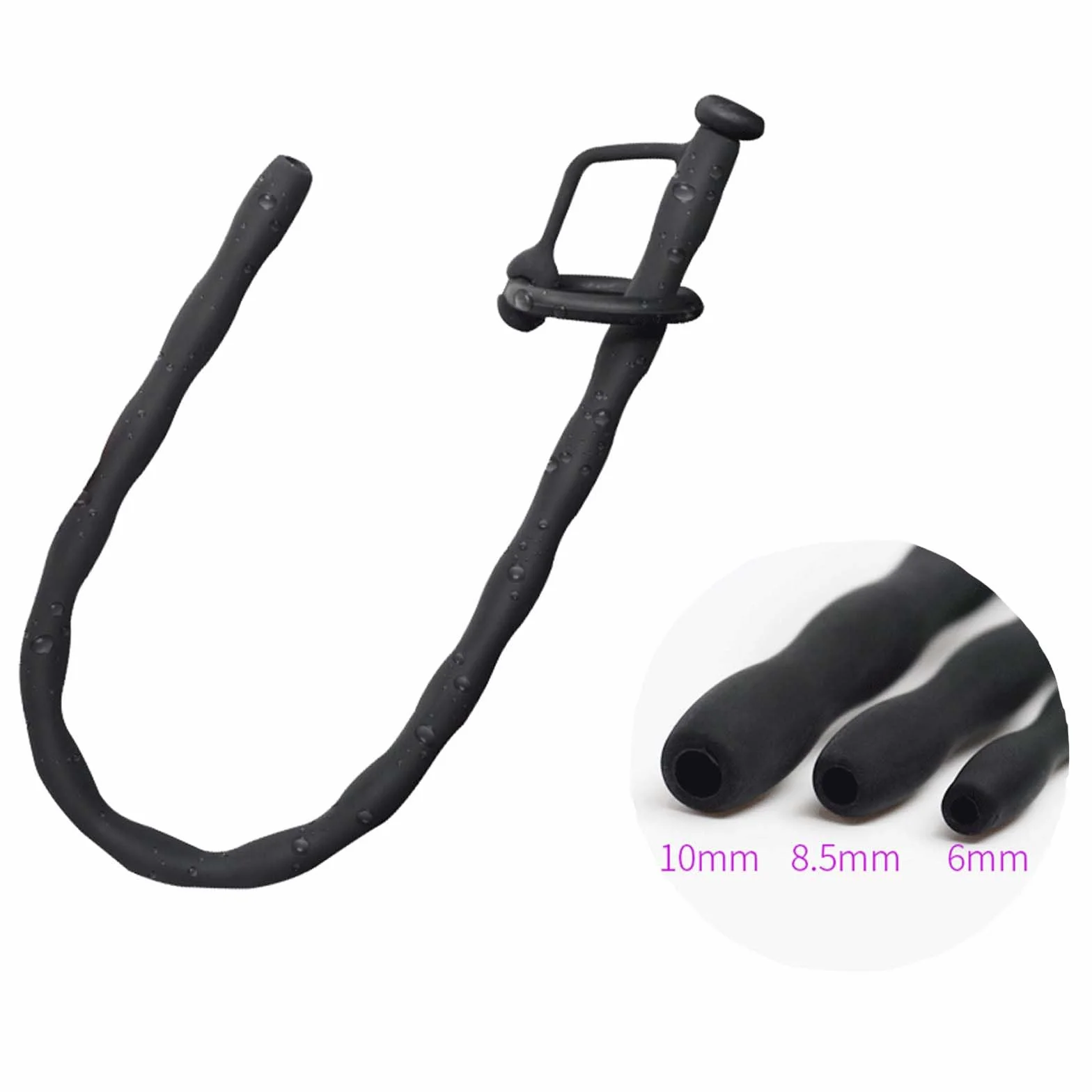 Asta fitness liscia e cava, dilatatore speciale per facilitare la minzione, asta extra lunga e 2 misure di anelli incluse -D38IT (B:6mm)