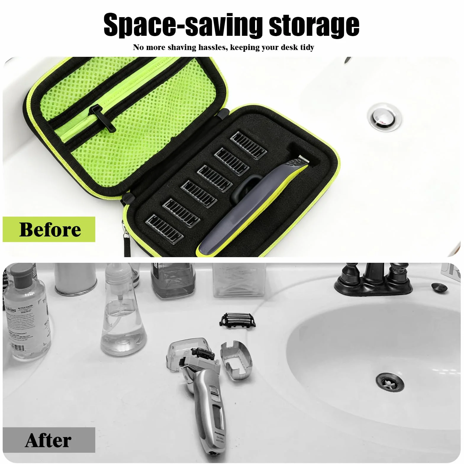 Porta Rasoio, Custodia Trimmer Portatile Custodia Rigida da Viaggio, Lama Robusta e Supporto Lame con Spugna, Impermeabile Borsa da Viaggio Rigida in EVA, Compatibile con Philips Oneblade