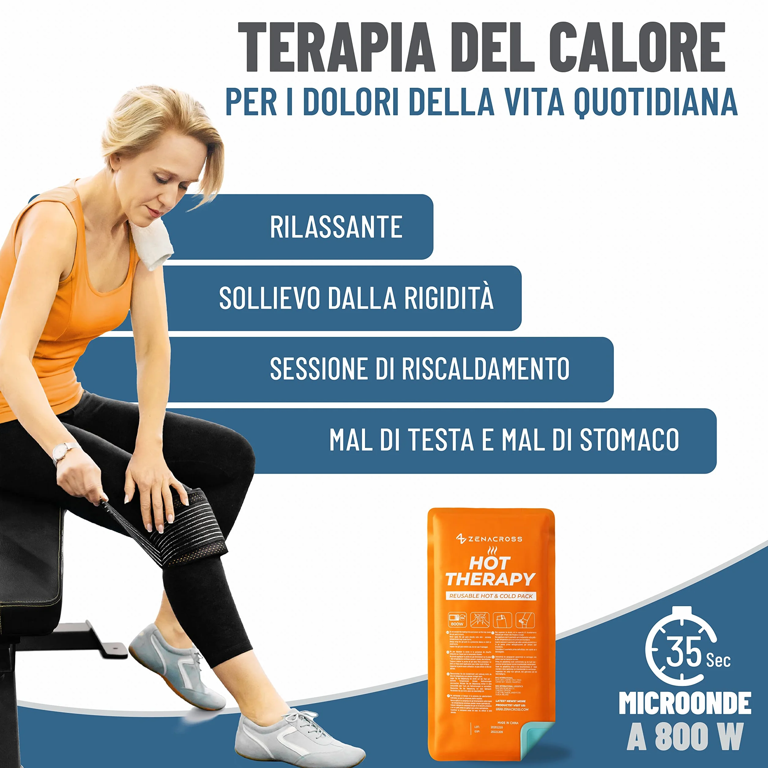 Buste Ghiaccio Gel Riutilizzabile con Custodia Multiposizione in Tessuto - Effetto Caldo e Freddo per microonde e congelatore