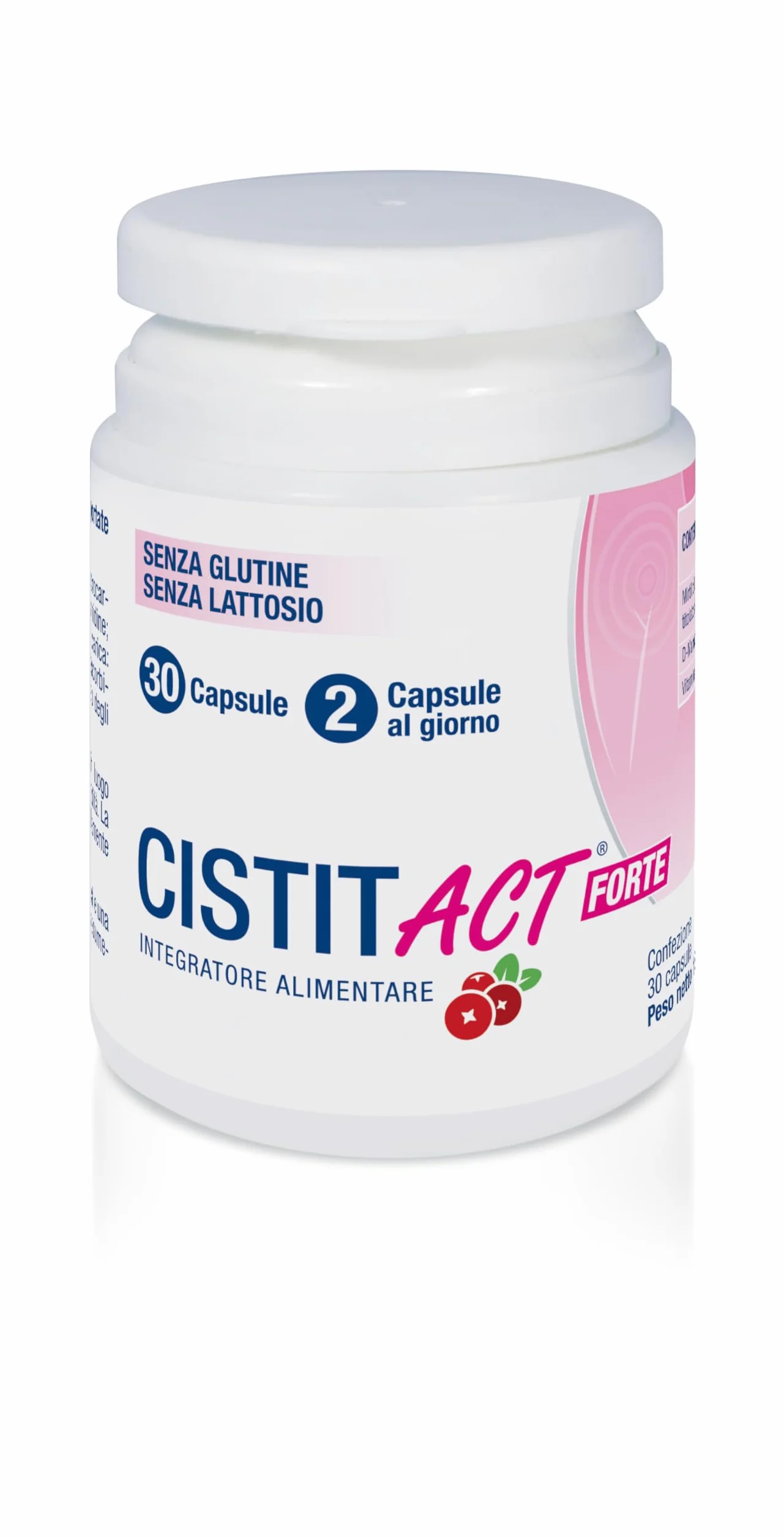 Cistit Act Forte Integratore Alimentare D-Mannosio Vitamina C Mirtilli Rossi 30 Capsule