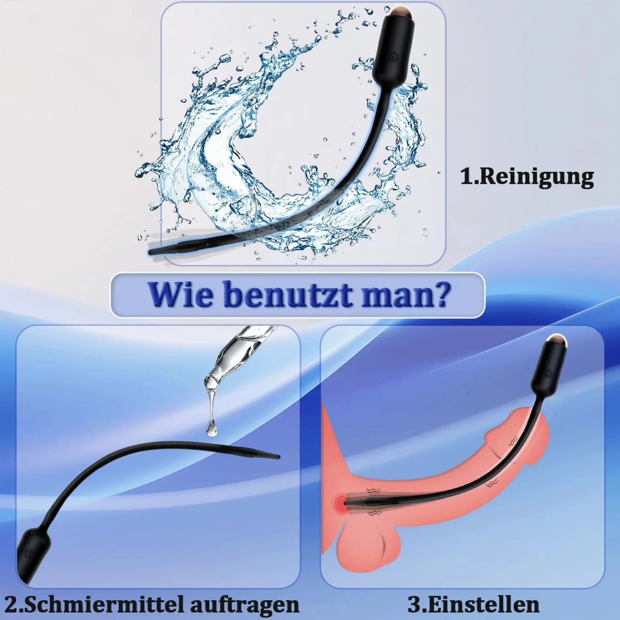 Vibratore Uretrale Silicone 10 Modalità di Vibrazione Dilatatore Uretrale Massaggio Prostatico Plug Uomo
