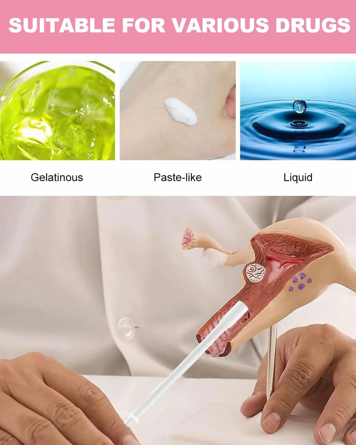 25 pezzi Applicatori Vaginali Monouso, Lubrificante Personale Applicatore, Vaginale Sparatutto Siringa Aiuti Sanitari Strumenti Pacchetto Individuale