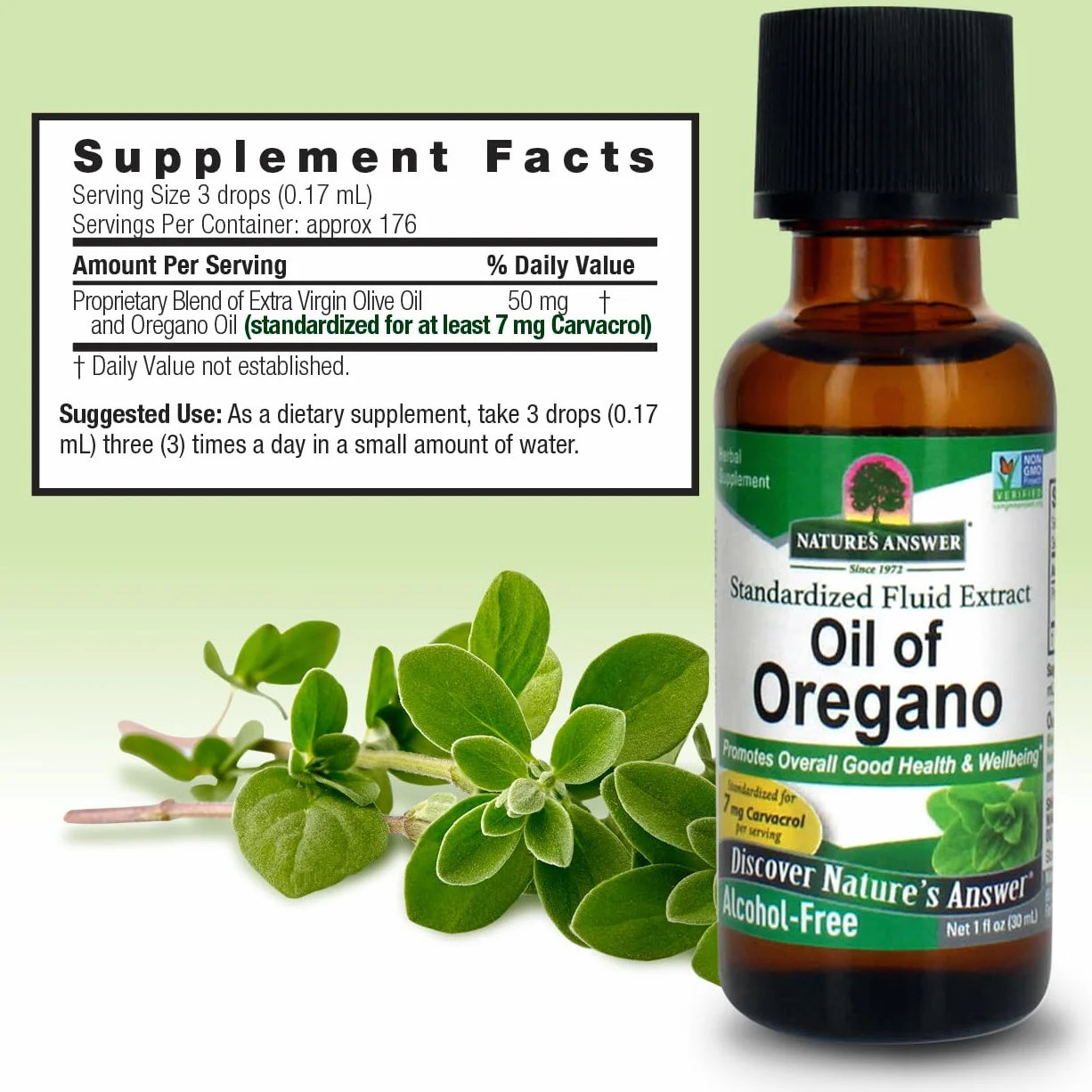 Oil of Oregano, Alcohol-Free (30 ml) - Nature's Answer