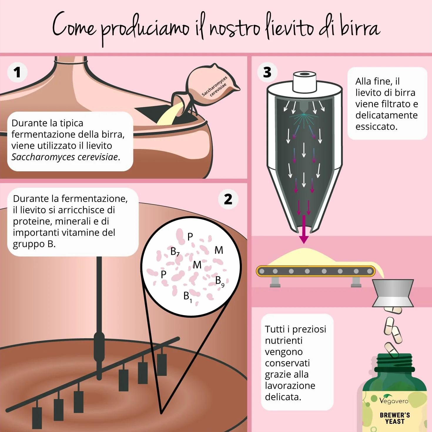 Vegavero® Lievito di Birra 2500 mg 120 Capsule Integratore Capelli Unghie Pelle Biotina Zinco Selenio Vegan