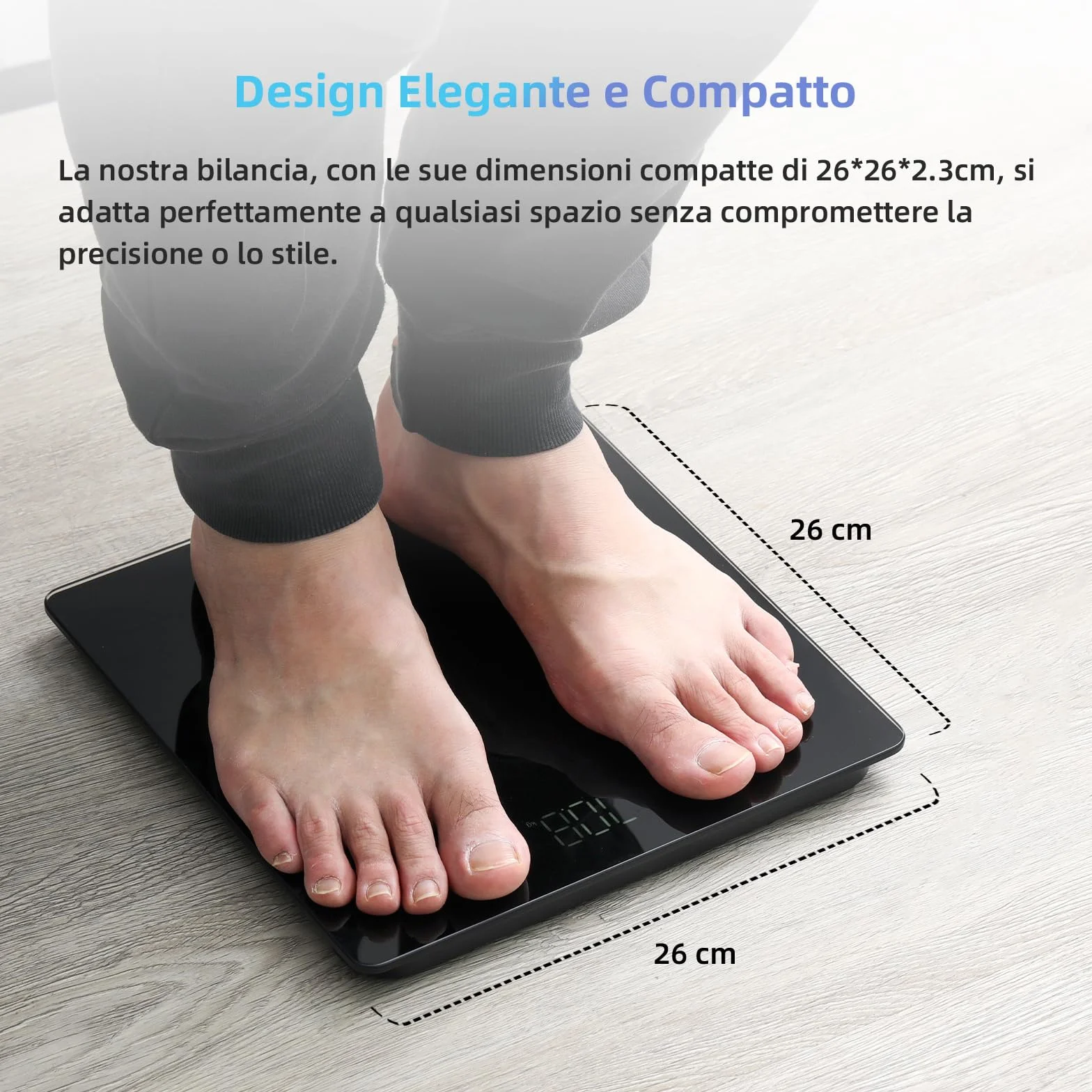 Healthkeep Bilancia Pesapersone Digitale 180 kg, Alta Precisione 0,1 kg, Display LED Retroilluminato, Vetro Temperato 5 mm