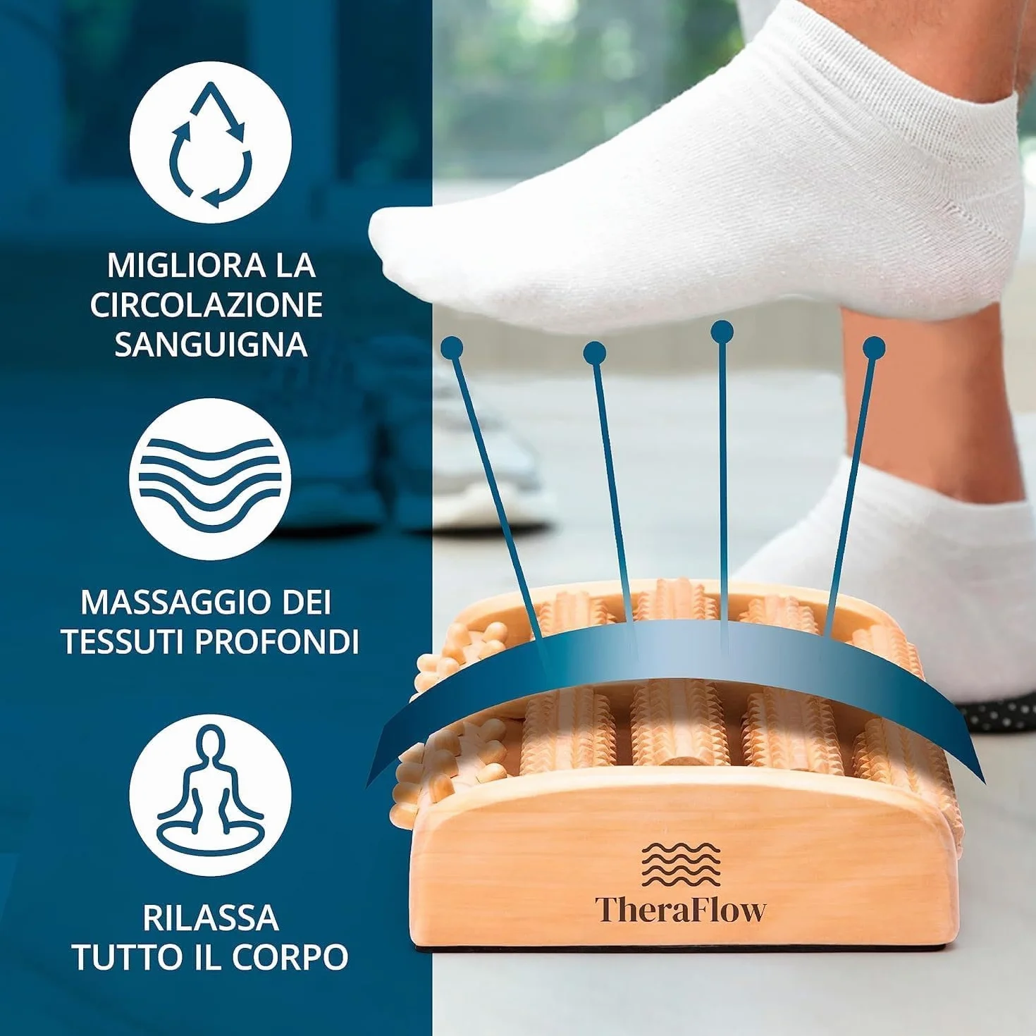 TheraFlow Massaggiatore Plantare Shiatsu Rulli Fascite Plantare con Pallina Massaggio Muscolare e Guida Riflessologia