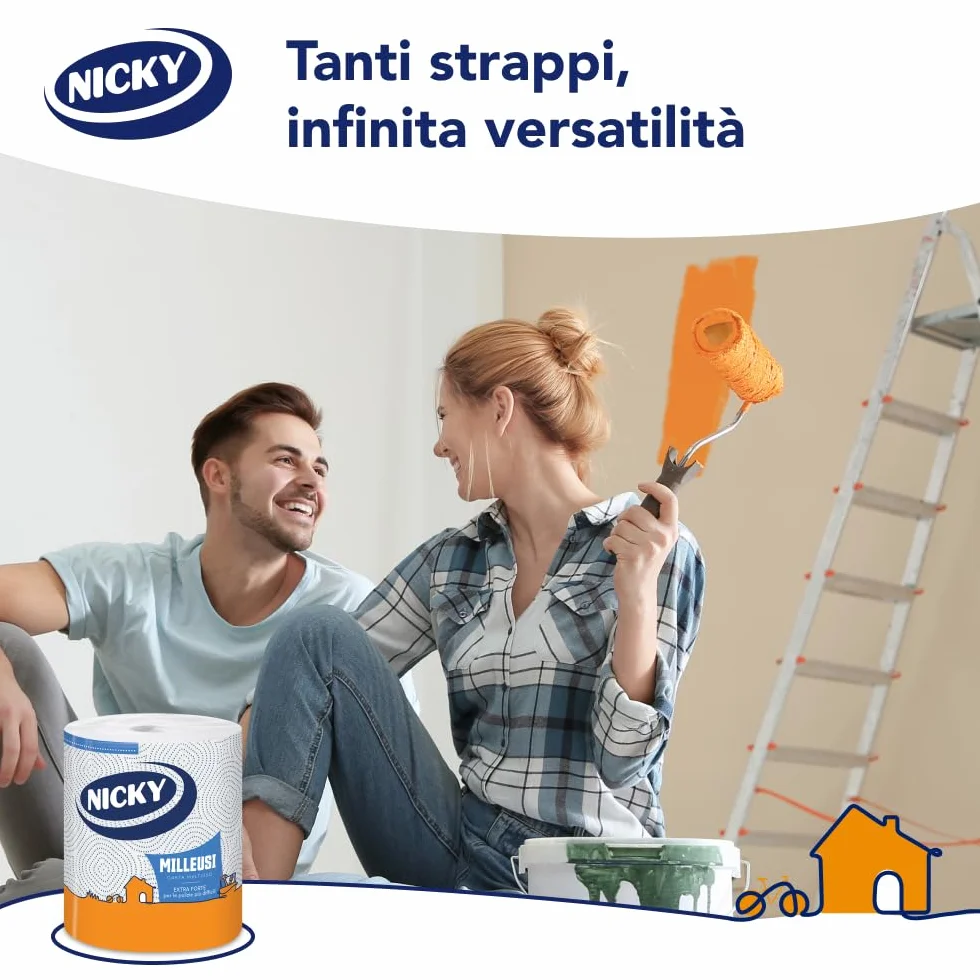 Nicky Milleusi Forte Carta Multiuso 8 Rotoli 3 Veli 180 Fogli FSC