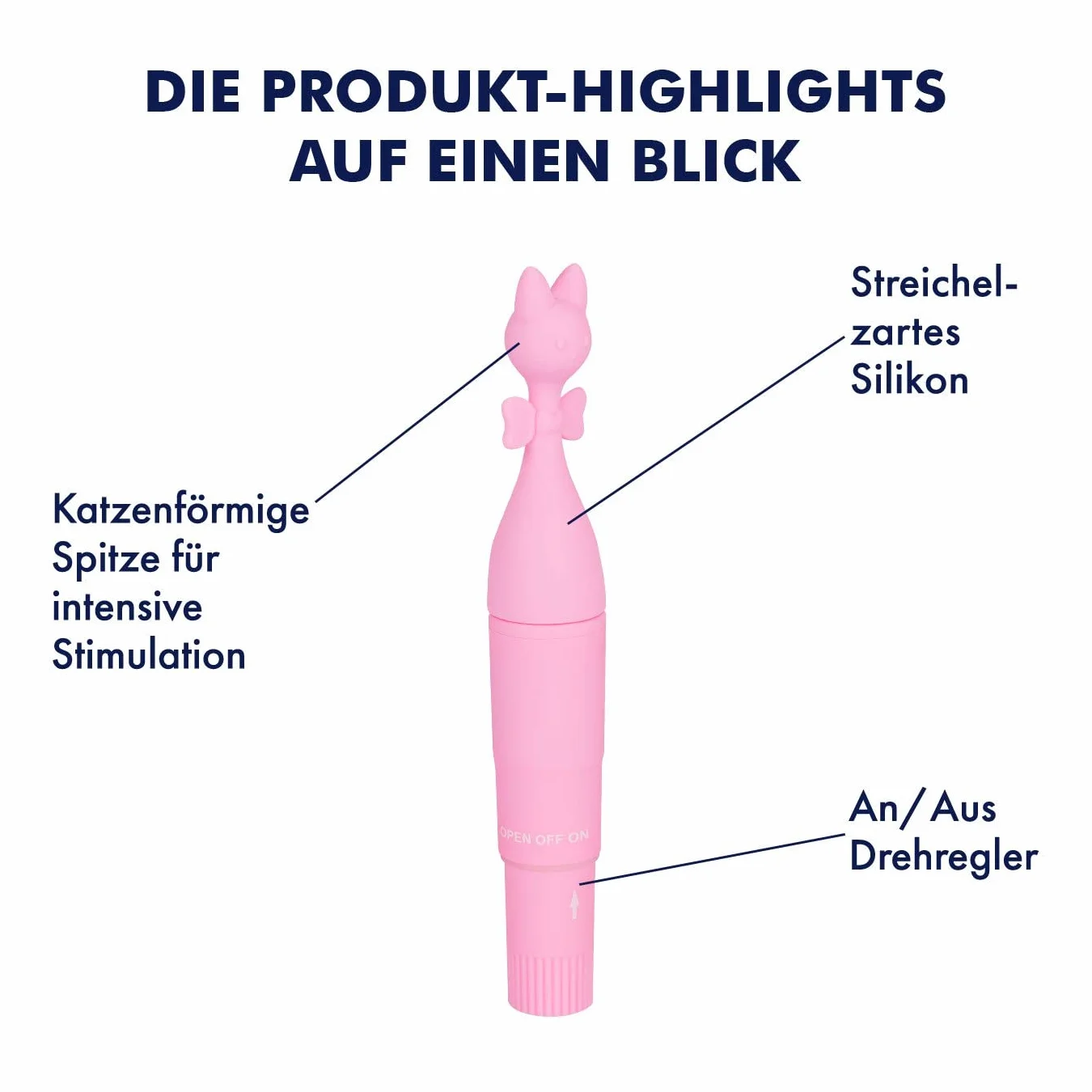 EIS, vibratore, 'vibratore a forma di gatto, 16,3 cm', impermeabile, con impugnatura, silicone delicato sulla pelle