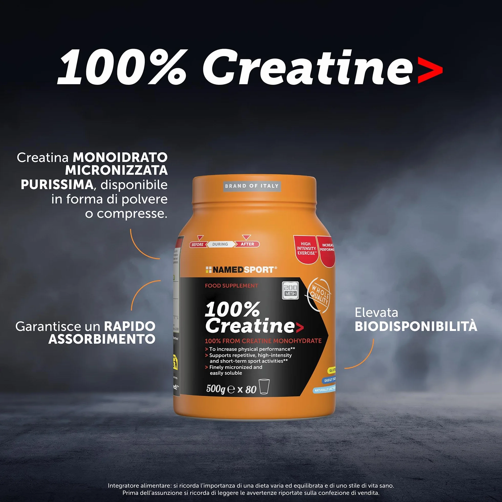 Creatina monoidrato micronizzata purissima polvere 500gr