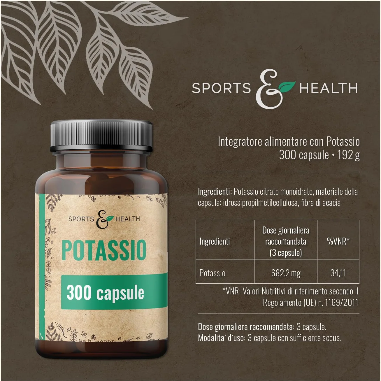Capsule di Potassio Citrato - 300 Capsule - Vegan - 682,2mg per Dose Giornaliera - Citrato di integratore potassio integratore, Potassium Citrate, Citrato-di-potassio