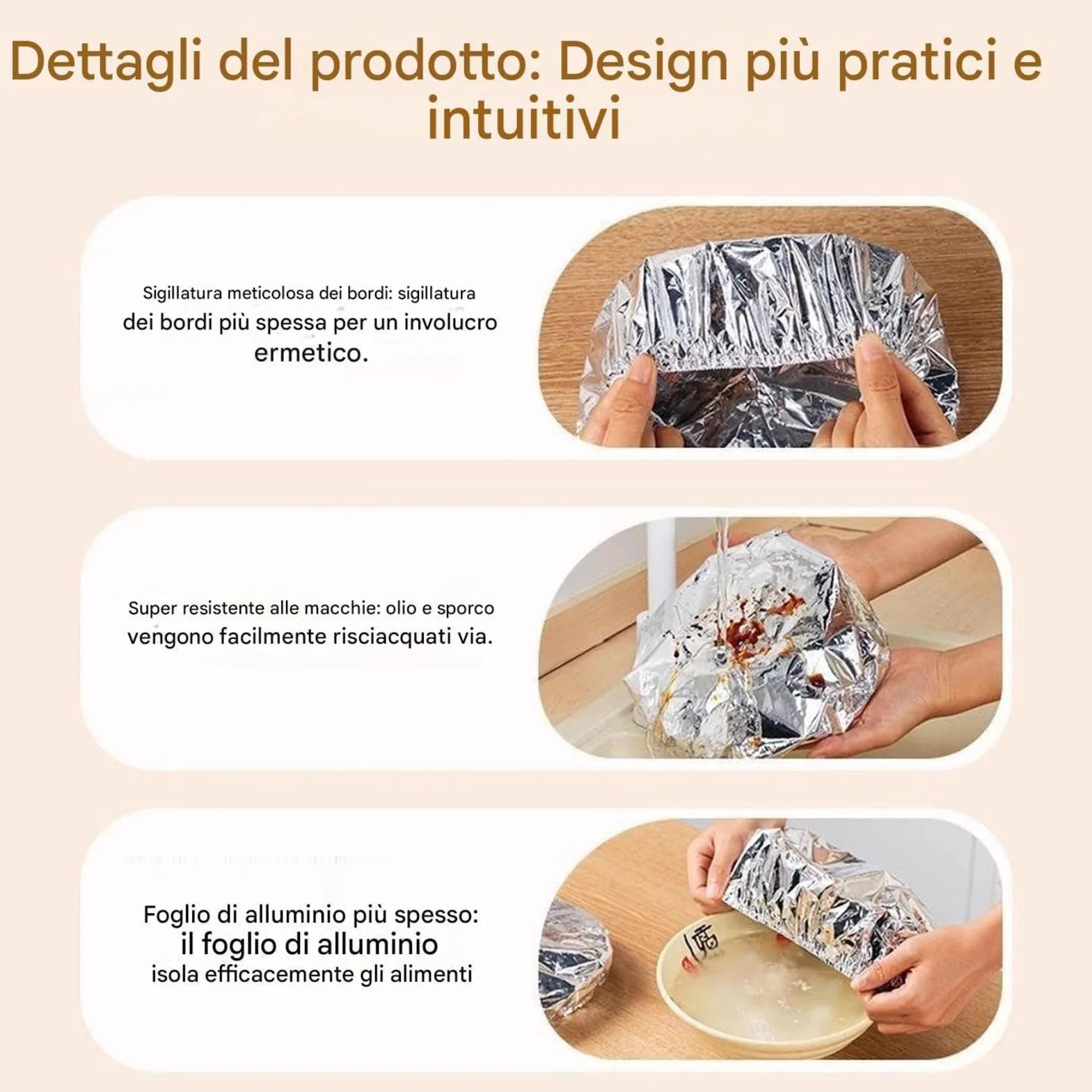 Foglio alluminio copertura isolante 50 pezzi conservazione freschezza cucina