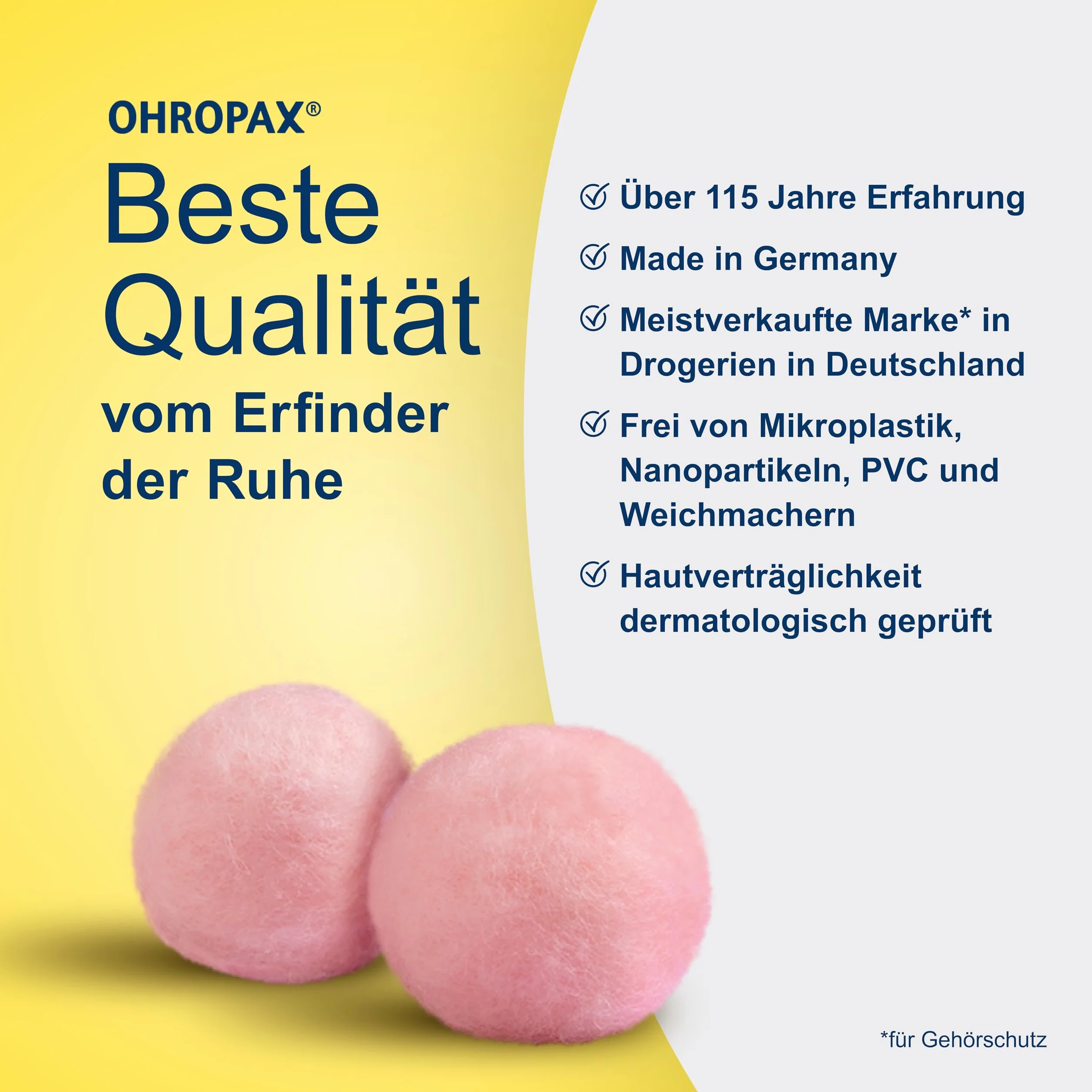 OHROPAX Tappi per le orecchie Classic – Tappi per le orecchie per la protezione da rumore, umidità e vento, realizzati in cera modellabile, comodi e adatti a tutte le orecchie, valore di isolamento