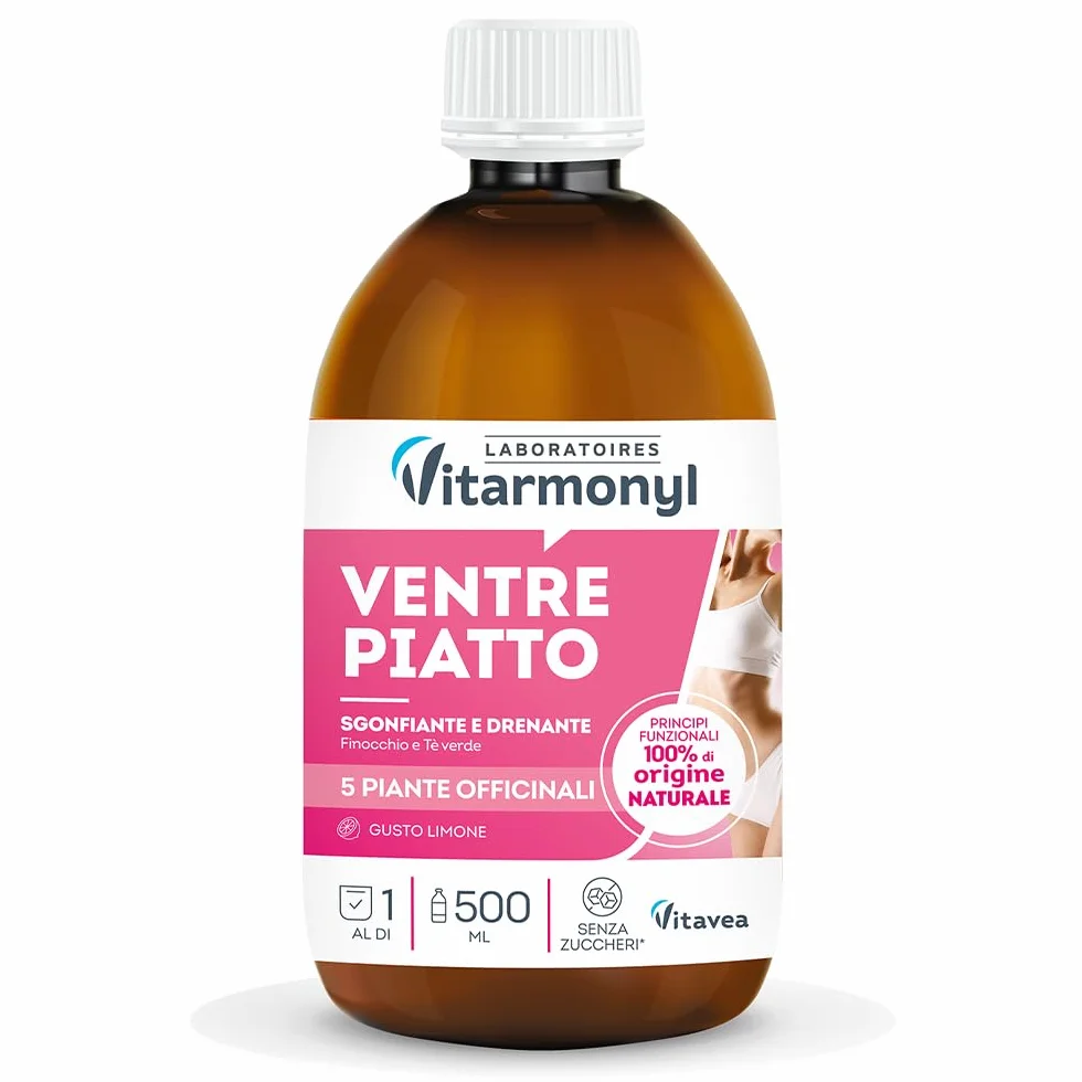 Vitarmonyl Ventre Piatto Drenante Detox 500 ML Thè Verde Finocchio Gusto Limone