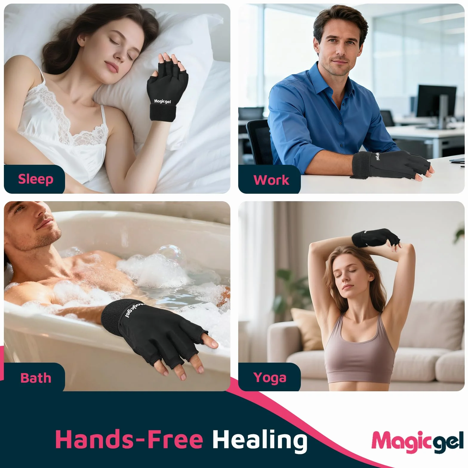 Magic Gel Guanto con Cuscinetto Ghiaccio Gel - Impacco Gel Riutilizzabile 20 x 17 cm - Terapia Caldo o Freddo - Guanto Ambidestro per Polso e Dita - Misura Unica