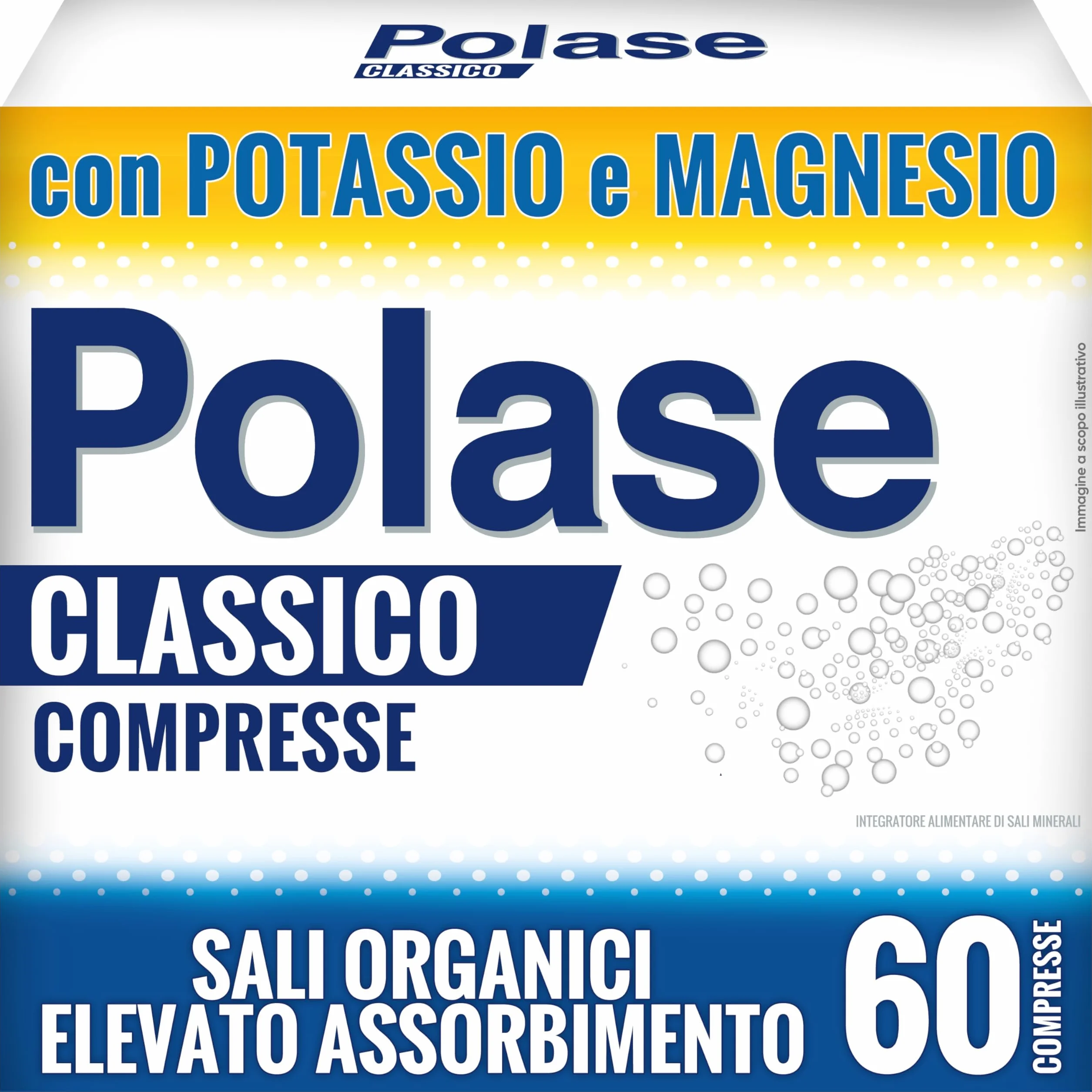 Polase Classico, Magnesio e Potassio,Integratore Alimentare, contro Stanchezza e Fatica Fisica, Caldo, Sali Minerali Organici, 60 Compresse