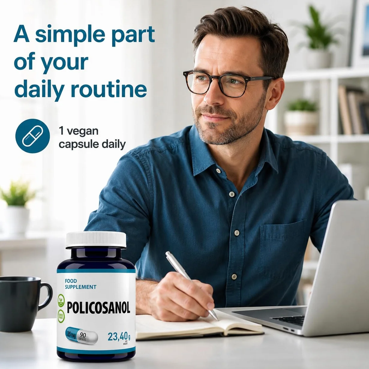 Hepatica Policosanolo 25 mg | da Canna da Zucchero | 90 Capsule Vegane | Scorta 3 Mesi | Ingrediente Unico | GMP & laboratorio indipendente