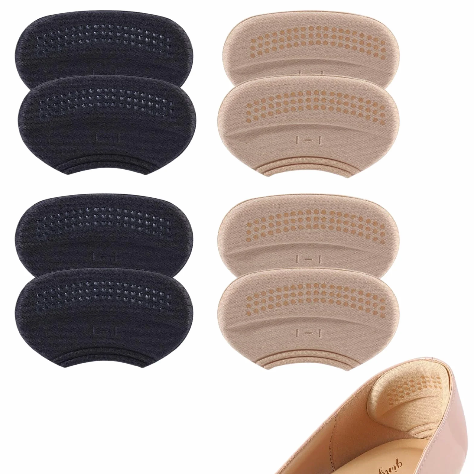 Set di 4 paia di cuscinetti per tallone, 3 mm e 6 mm autoadesivi, protezione per tallone per scarpe, inserti per scarpe troppo grandi, cuscinetti per tallone contro vesciche e sfregamento