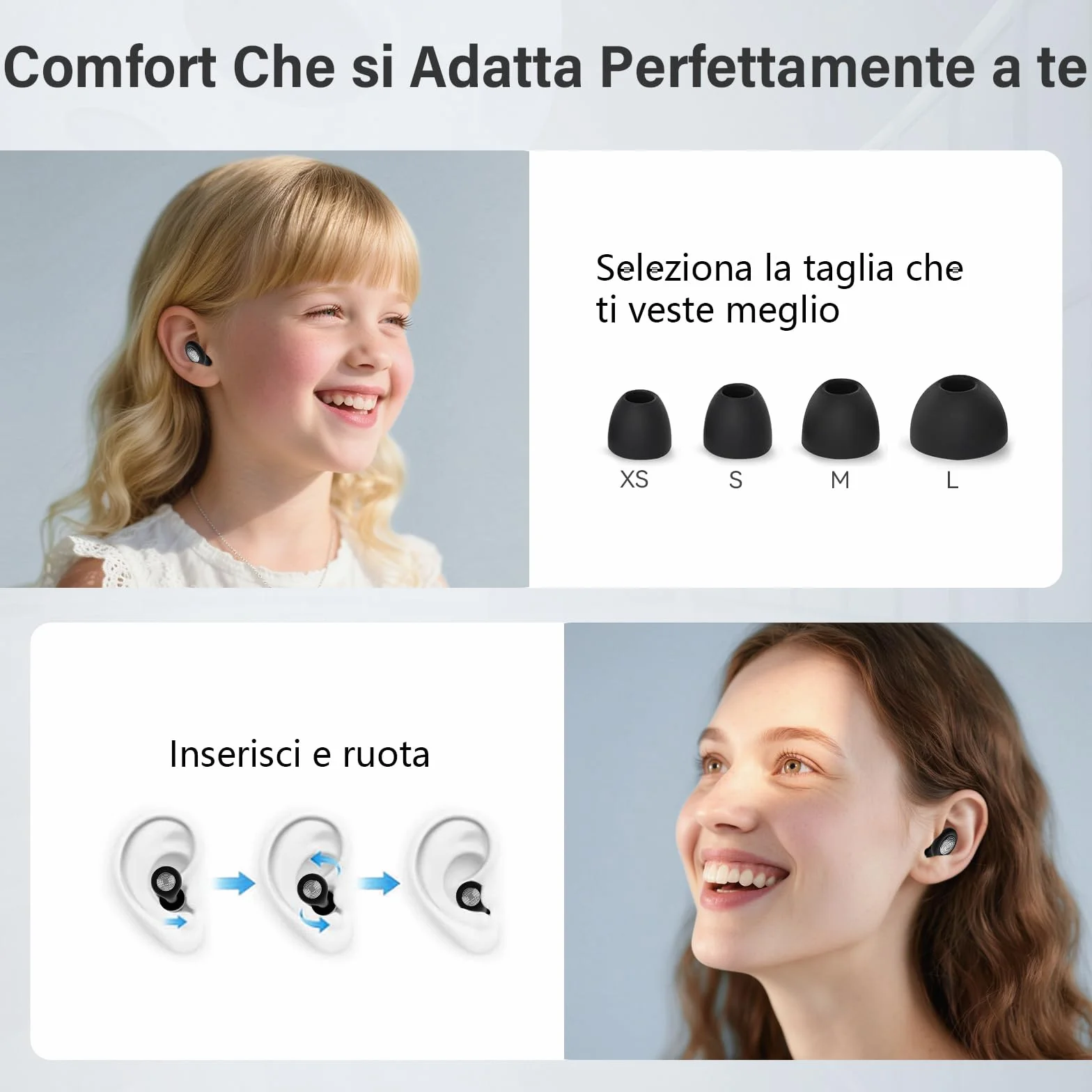 2026 Nuovo Tappi Orecchie Dormire, Antirumore Quiet Silicone Auricolari, 45dB Protezione dell'udito, Concerti/Aerei/Sleep/Viaggiare, Riutilizzabile Earplugs con 8 Punte (XS/S/M/L) e Custodia - Nero