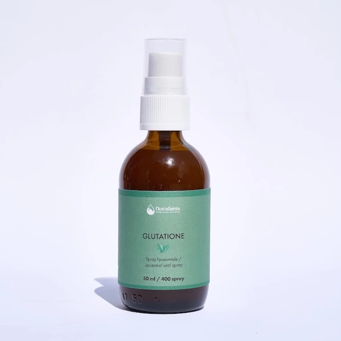 NutraGenix - Glutatione Spray Sublinguale 2000 mg – Integratore Liquido Liposomiale Antiossidante – Made in Italy, Vegano, Senza Glutine e Lattosio – 50 ml, 400 Spray