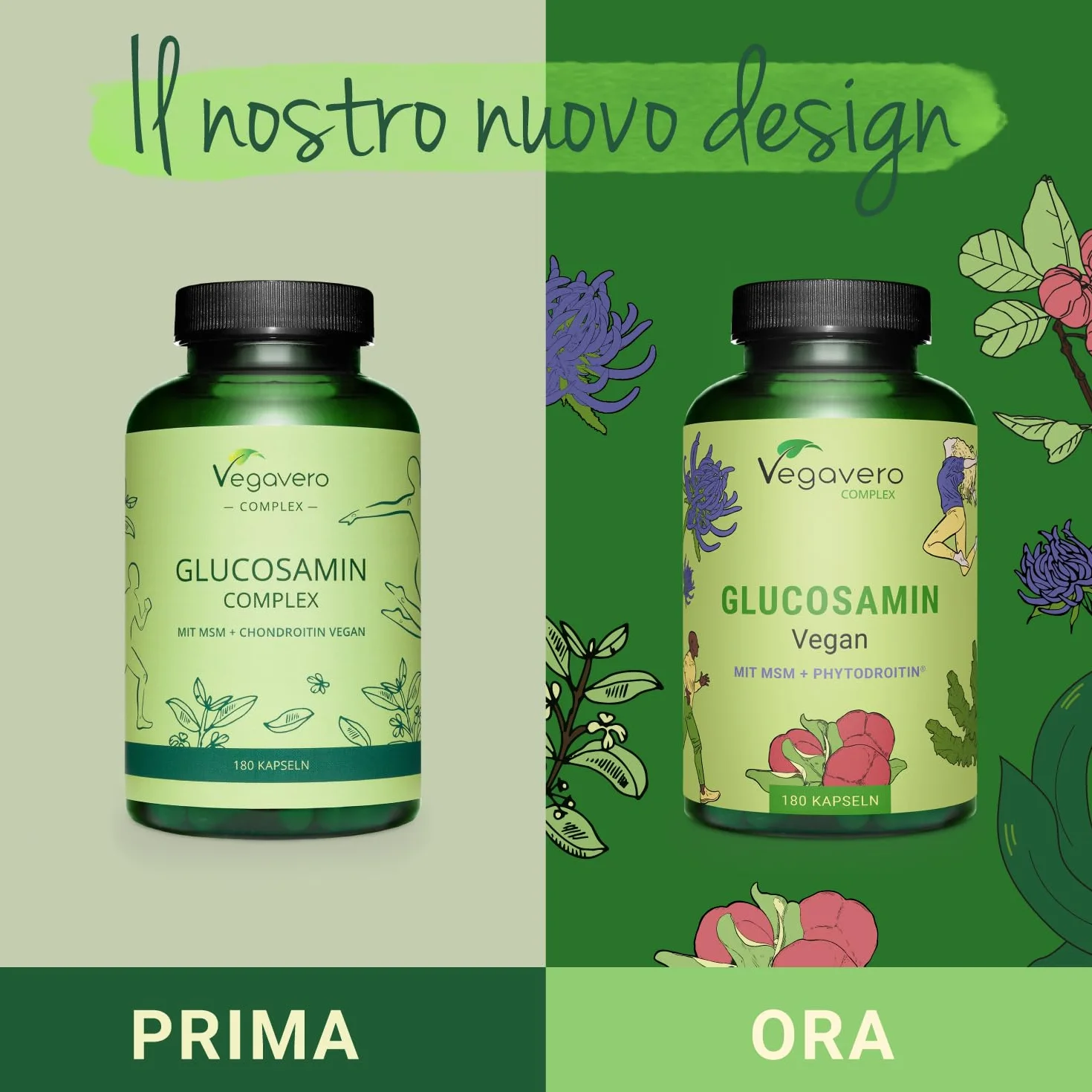 Glucosamina Condroitina Complex VEGAN | con MSM, Artiglio del diavolo, Zinco e Vit C | Integratore Articolazioni | Alto dosaggio di Glucosamin Solfato | Cruelty Free e Senza Additivi | Vegavero