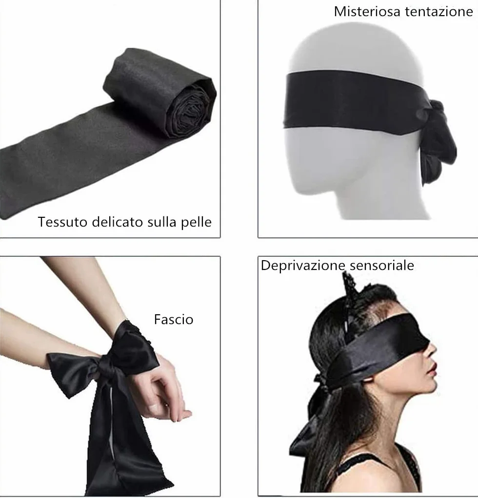 LATRAT 2 Pezzi Raso Benda per Occhi, Maschera Sonno Morbido Elegante Nero