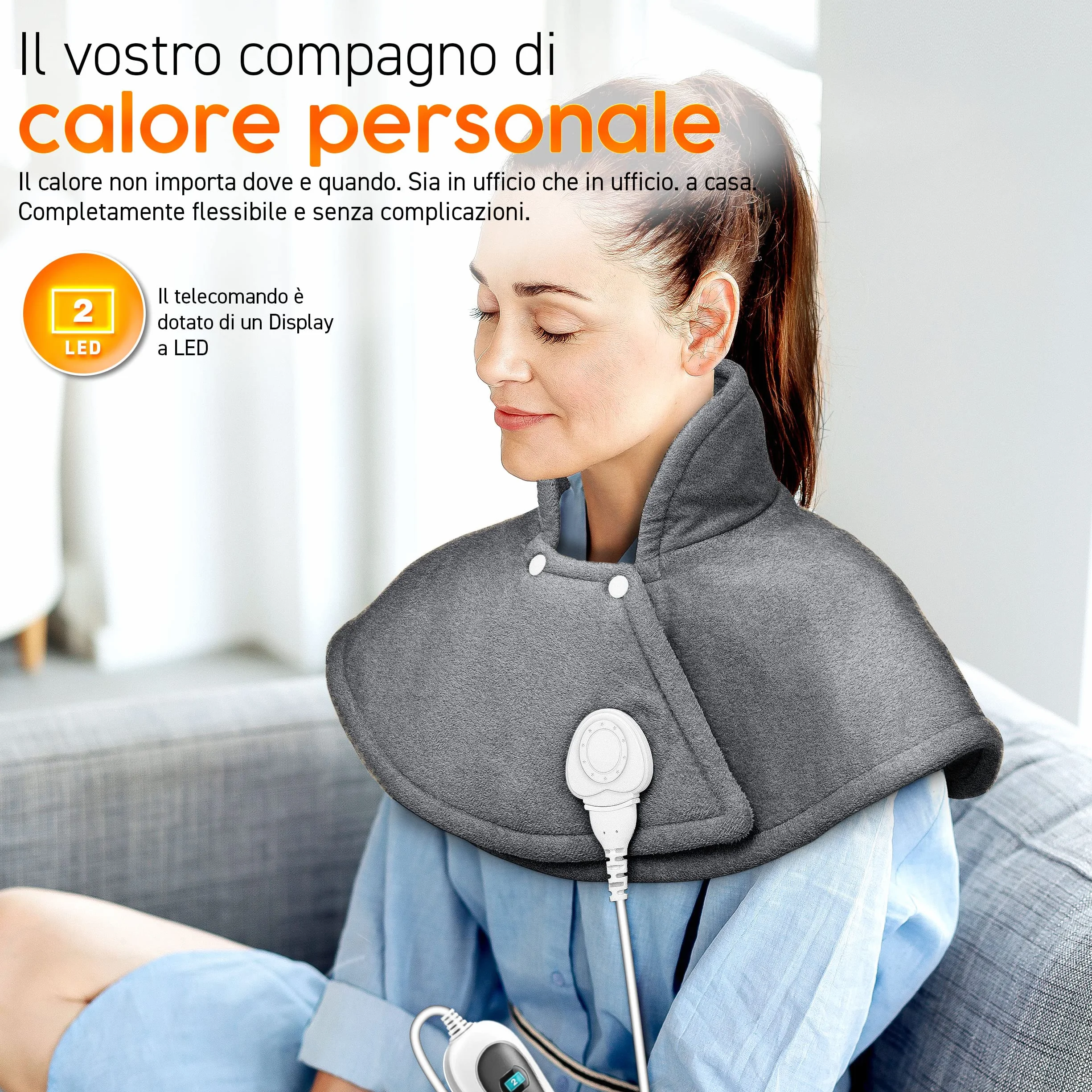 sinnlein Termoforo Elettrico per Cervicale e Spalle | Cuscinetto Riscaldante con 3 Impostazioni di Temperatura e Spegnimento Automatico | Cuscino Riscaldante con Spegnimento Automatico e 100W (Grigio)