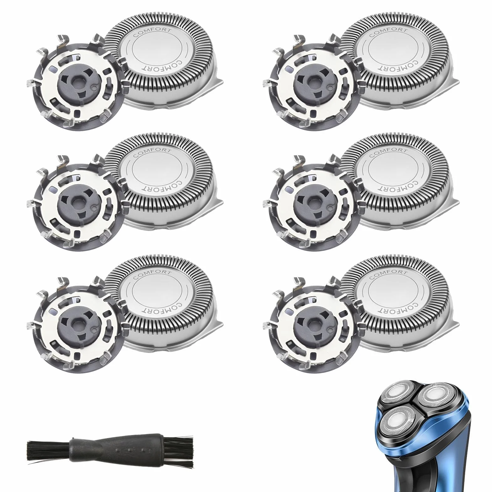 Set di 6 Testine di Rasatura di Ricambio Compatibili Con Philips Sh50/30 Serie 3000 2000 1000 Aquatouch At8xx At7xx Pt7xx, Spazzola per La Pulizia Accessori