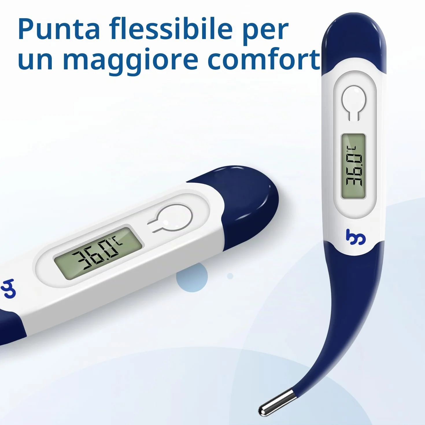 Femometer Termometro Digitale Orale per Febbre, Lettura Rapida Temperatura Corporea per Bambini Adulti Neonati Bianco