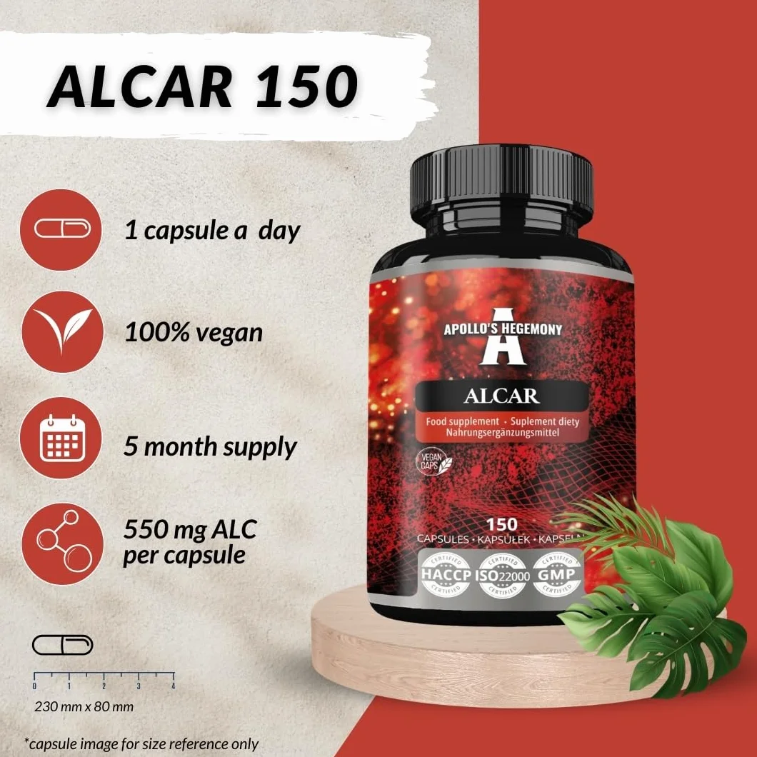 Apollo's Hegemony Acetil L-Carnitina HCL 550 mg ALCAR 150 Capsule Integratore Aminoacidi Supporto Cognitivo Energia