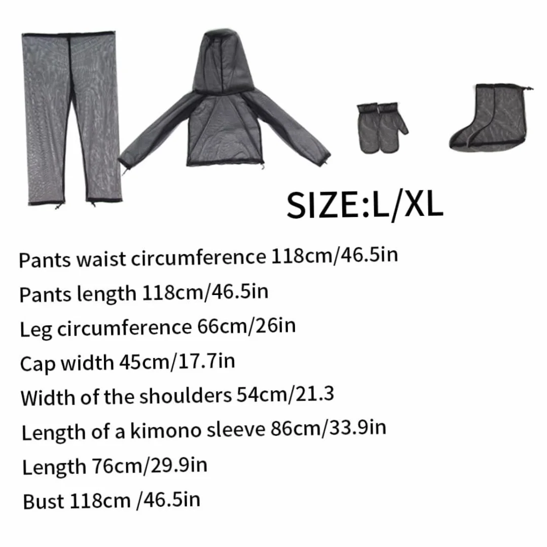Abbigliamento antizanzare 4 pezzi Zanzariere traslucide traspiranti Tuta regolabile Protezione pieghevole