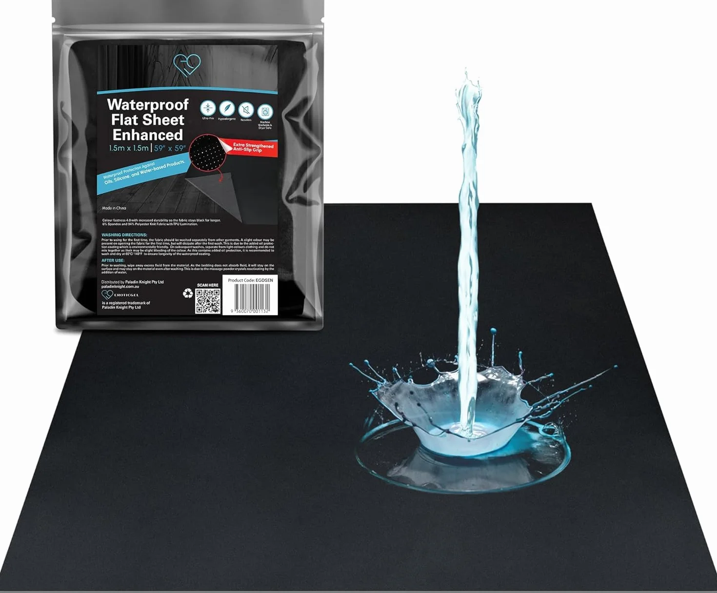 Lenzuolo impermeabile nero coprimaterasso 1.5m x 1.5m ipoallergenico silenzioso
