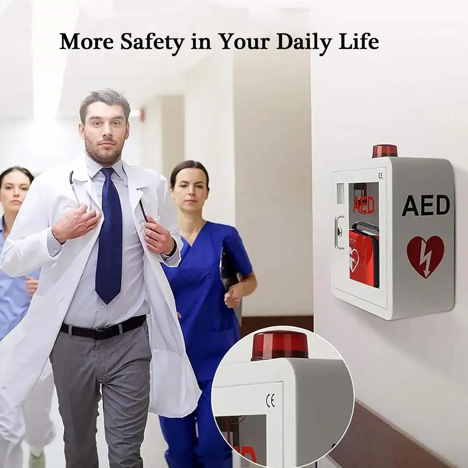 Armadio per Defibrillatore AED a Parete con Luce Stroboscopica di Emergenza