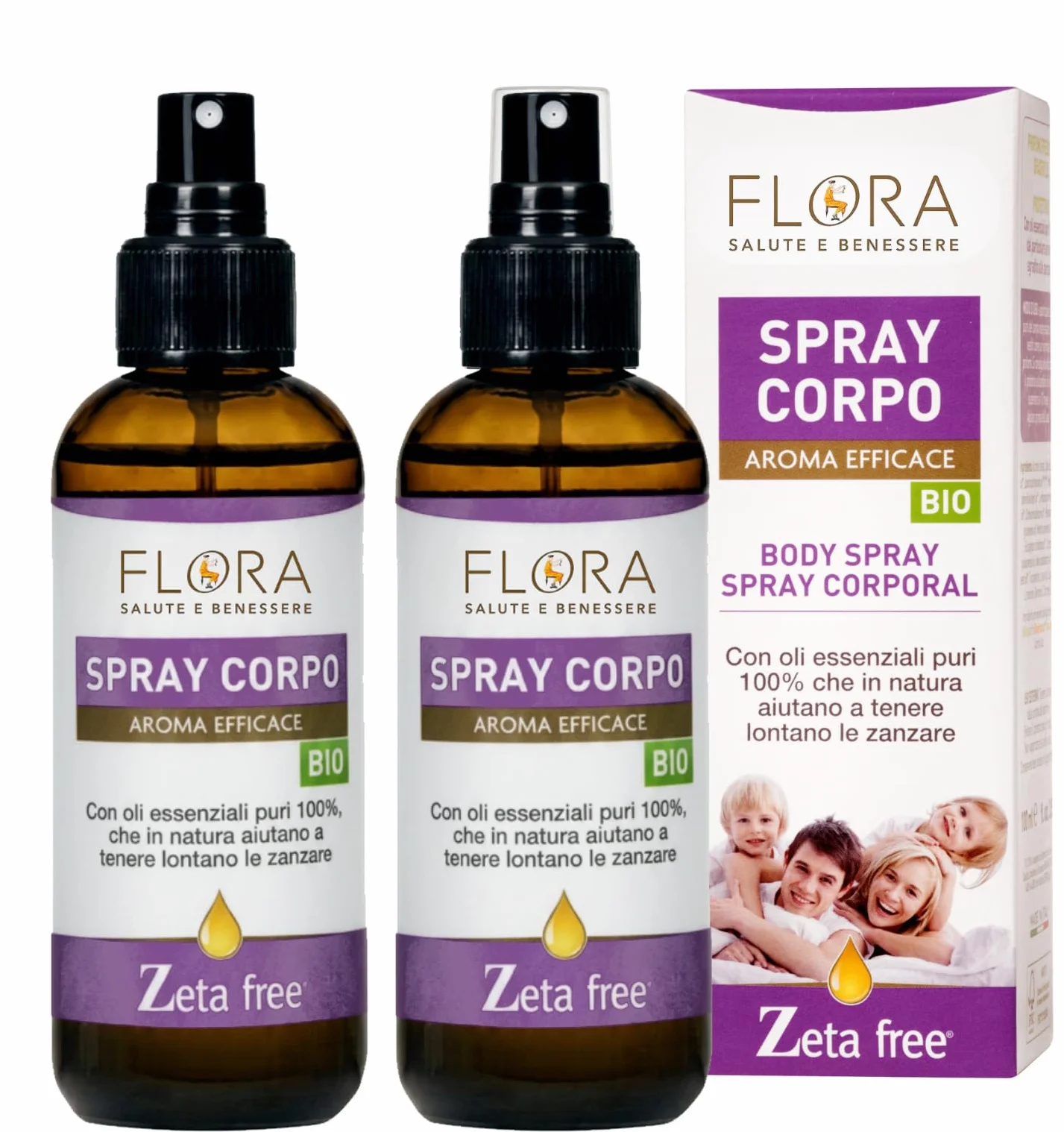 FLORA Spray Corpo BIO-COSMOS 2 x 100 ml Repellente Zanzare