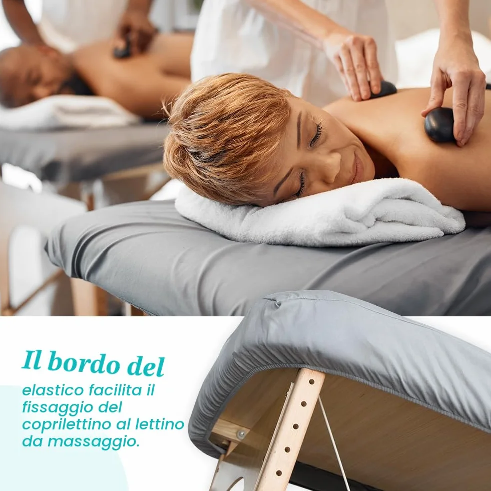 Copertura Protettiva per Lettino da Massaggio 70x190cm Lavabile con Elastici Grigio