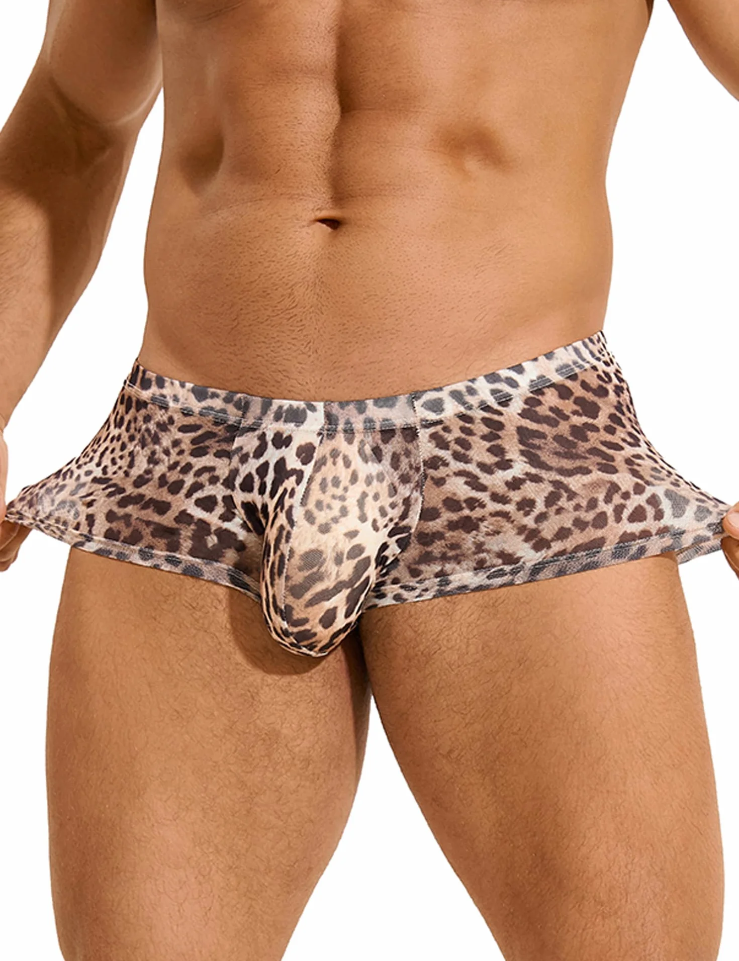 ohyeahlady Taglie Forti Boxer Uomo Leopardato Elastica Perizoma Morbido Vita Bassa Mutande Simpatiche Elasticizzate Traspiranti Brief Intimo Curvy Lingerie Mankini Tanga